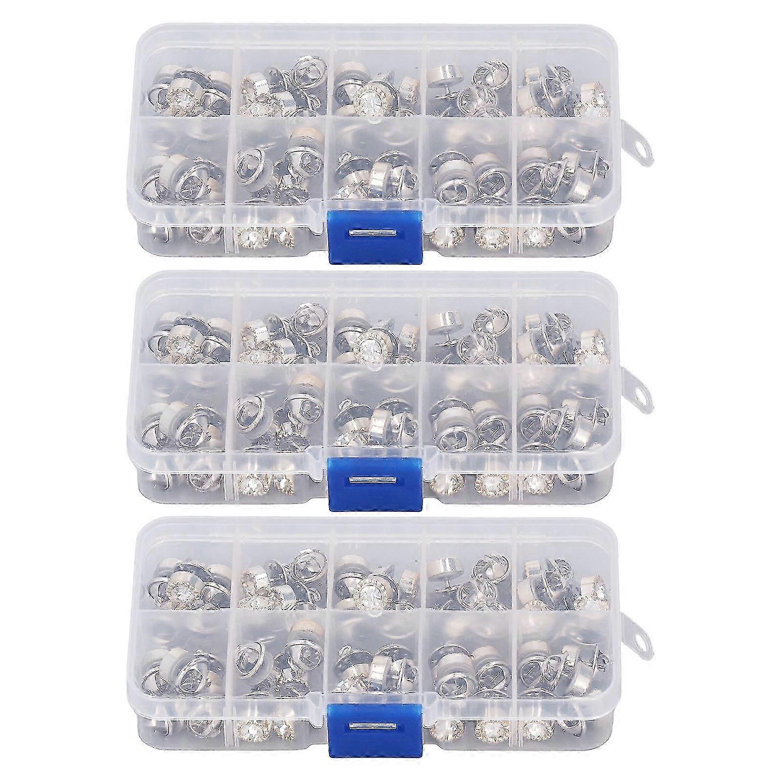 3 Boxs Brooch Buttons Seaming Free Detachable Plastic Iron Decorative Practical DIY Making Shirt Pins for Women Round Floriated Edges