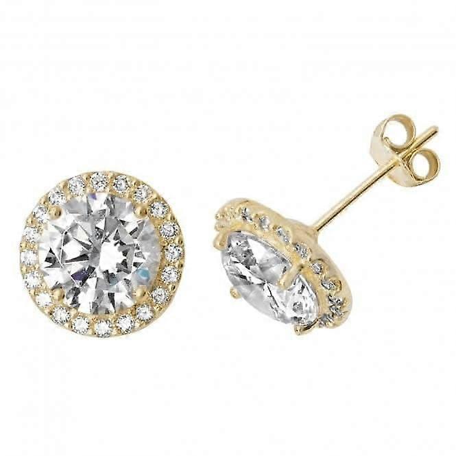 9ct Yellow Gold Round Zirconia Stud Earrings ES521