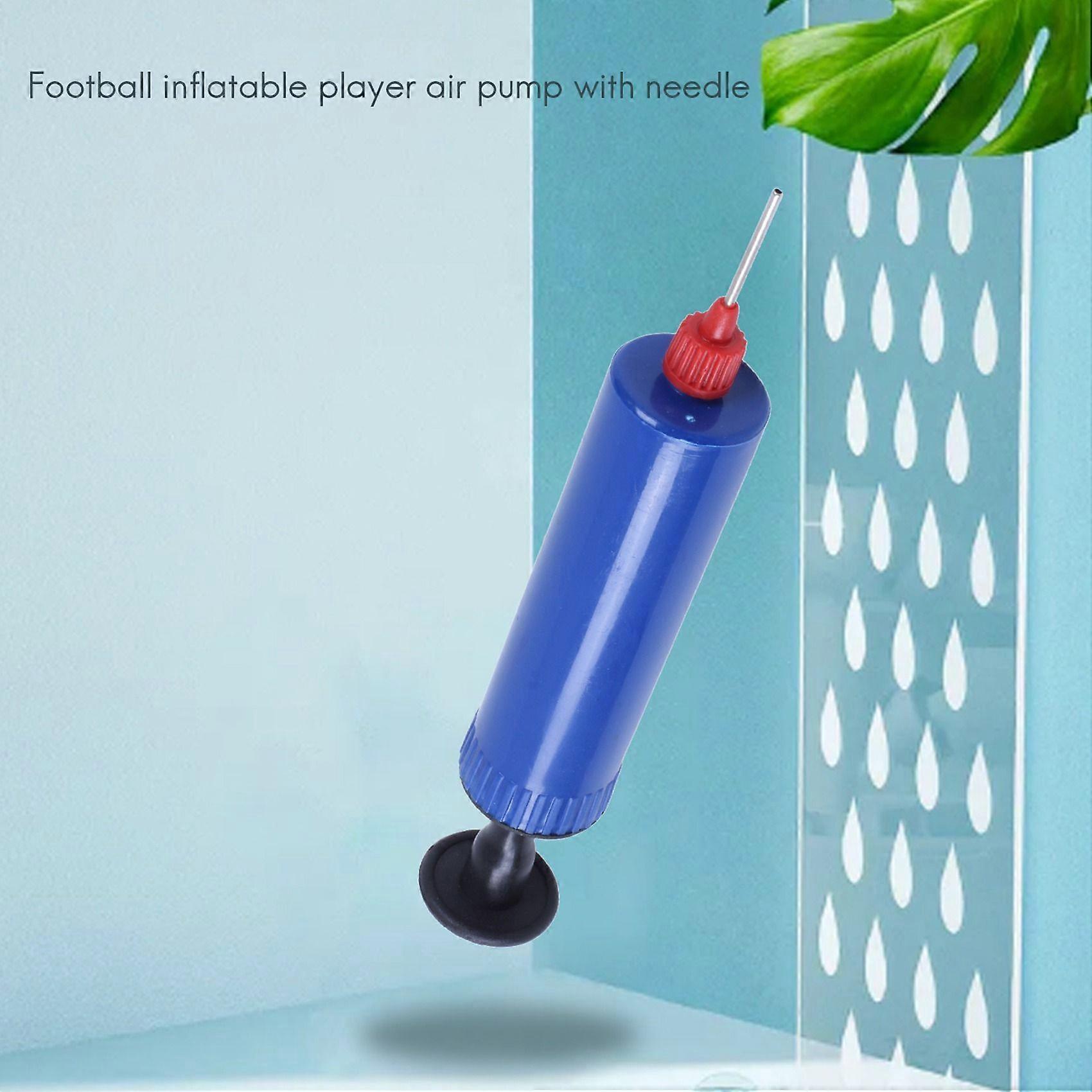 Football Soccer Inflatable Ball Hand Air Pump with Needle Blue