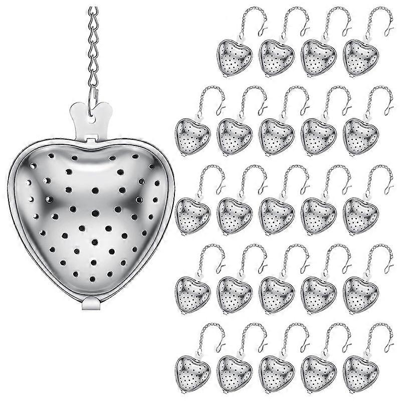 25 st tesil i rostfritt stål, lös tekula, förlängd kedjekrok för kryddkopp