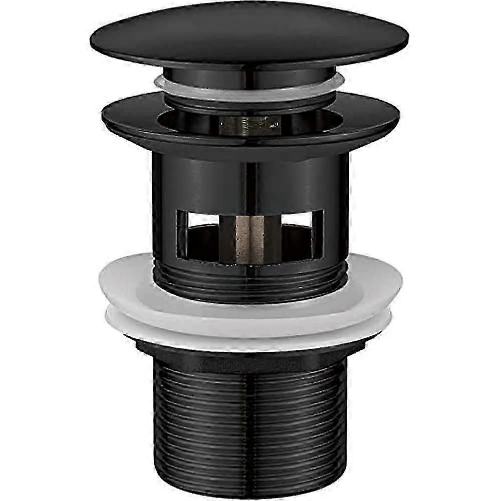 Pop Up Sink Plug Replacement, Basin Waste, Slotted Click Clack Waste with Overflow for Bathroom Sink, 1/4" BSP, Dual Silicone Seal Washers, Chrome, Bl