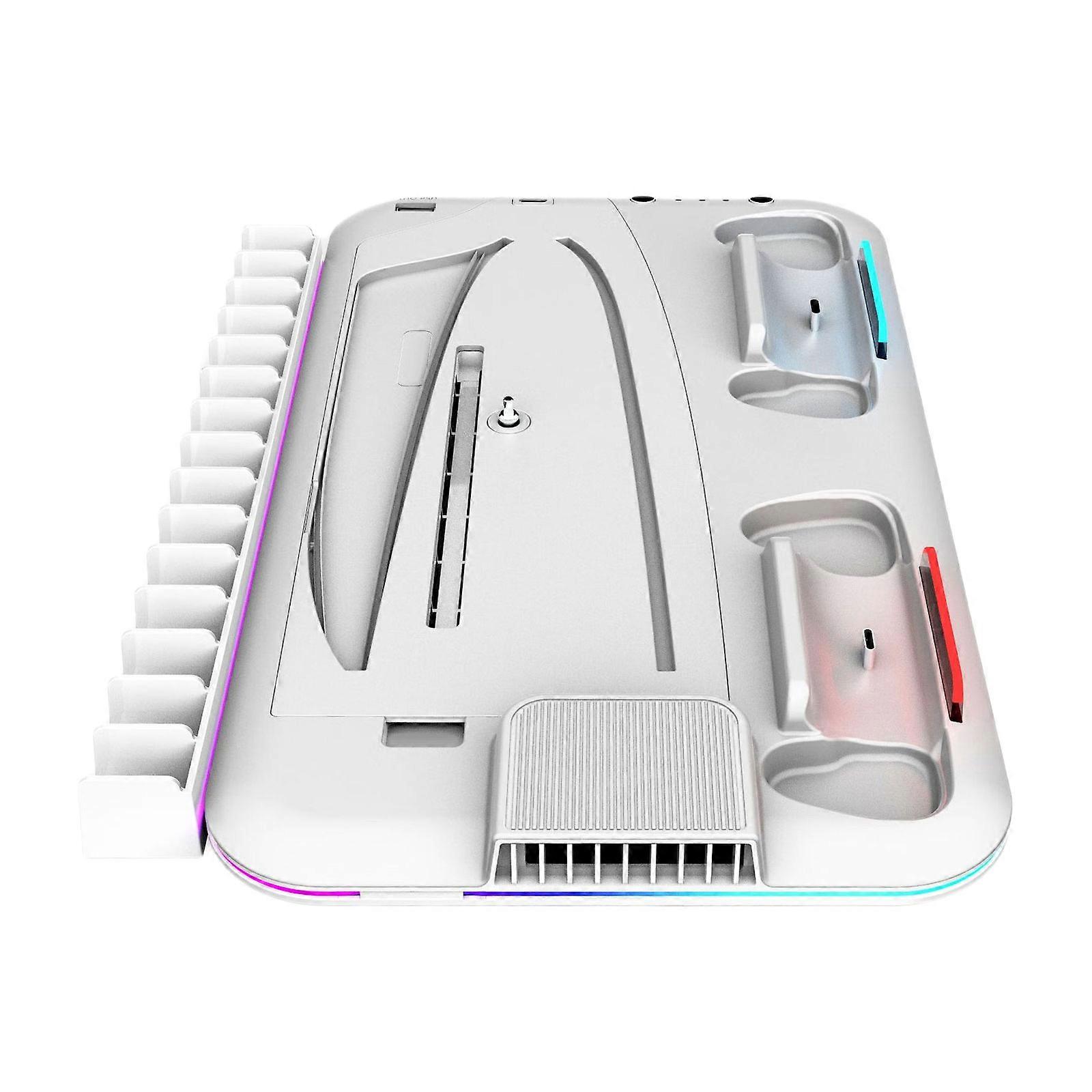 Charging Station for Slim Controller Charger Stand with 15 Game Card Slot Light Indication Light Console Stand  White