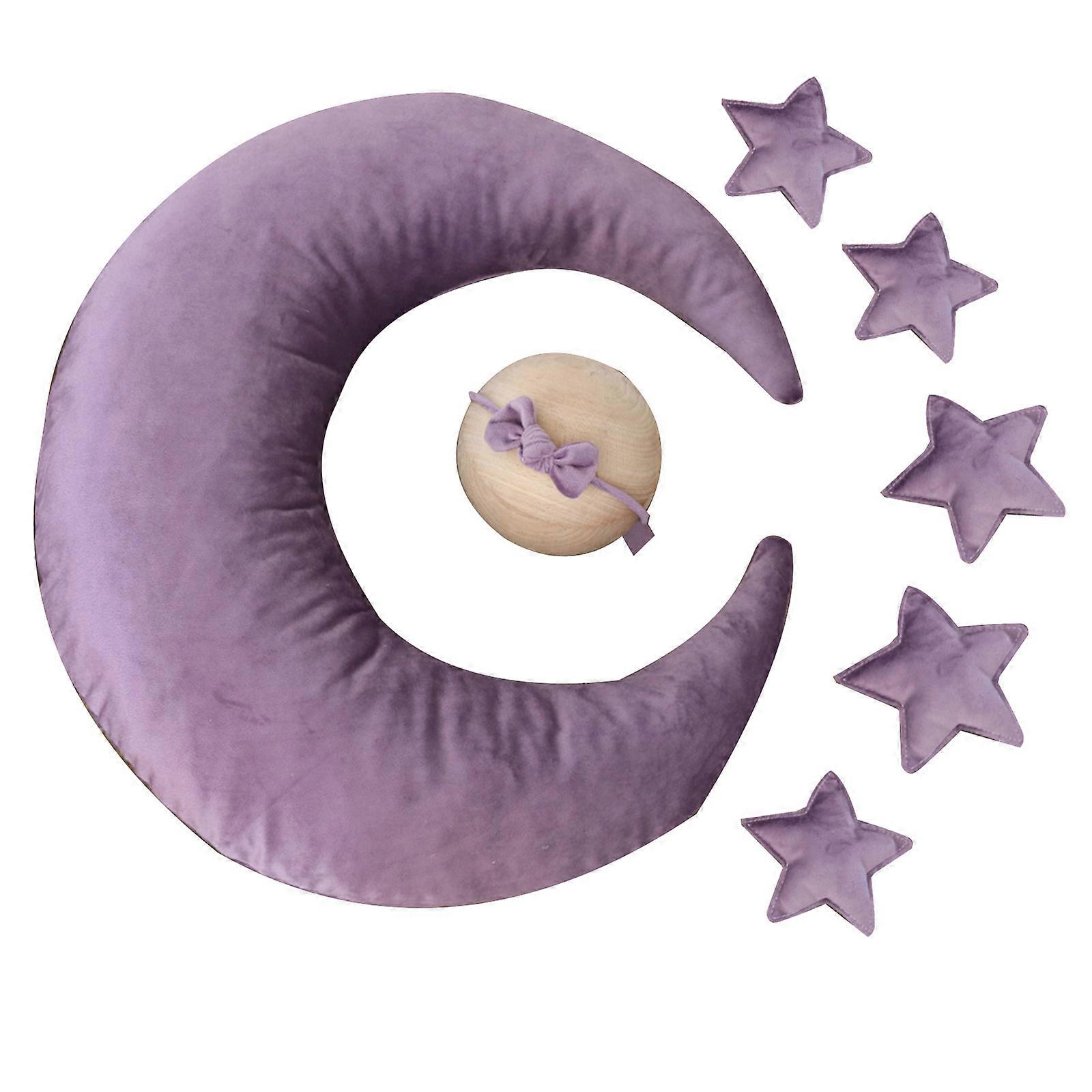 Σετ Βρεφικής Φωτογραφίας Props Baby Crescent Posing Moon with Stars &; Headwear Kit Αξεσουάρ λήψης φωτογραφιών βρεφών Ανοιχτό μωβ