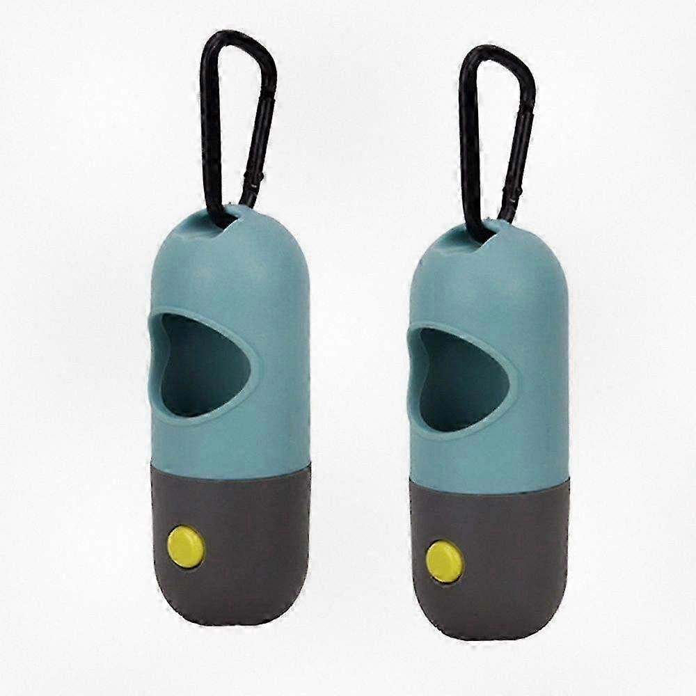 LED Flashlight Dog Waste Bag Dispenser with Leash Clip, 2-Pack