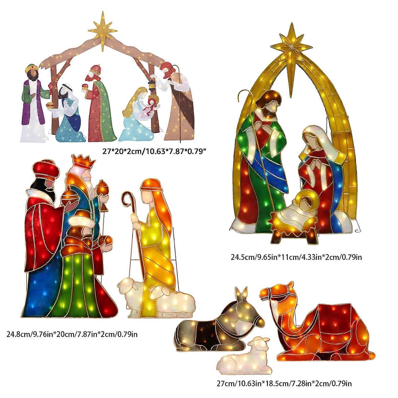 Led  Nativity Scene Series Ground Stake Acrylic Jesus Nativity Set Ornament for Home Outdoor Yard Lawn Decoration