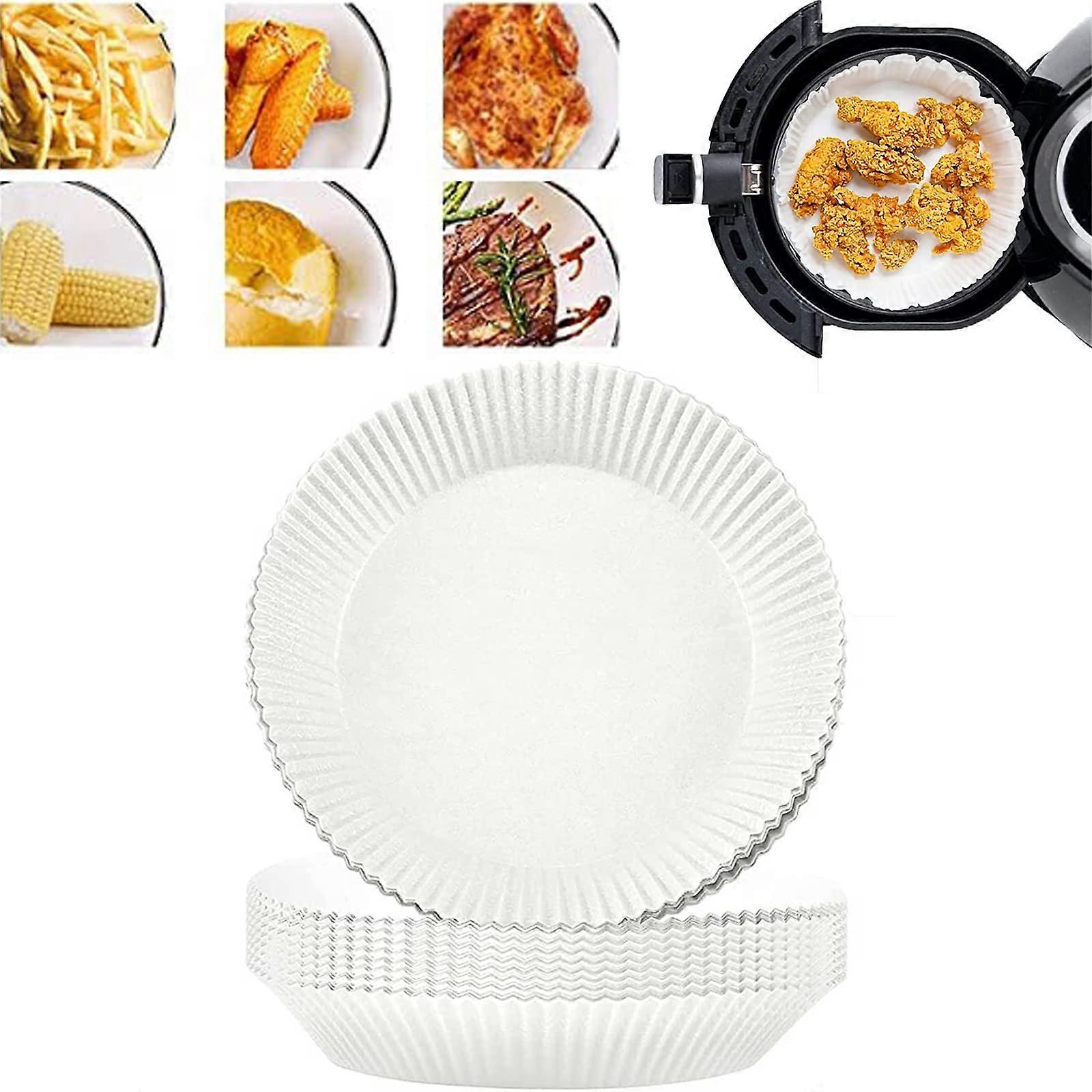 Air Fryer Disposable Paper Liner 100PCS, 7.9 Inch Non-Stick, Oil-Proof, Water-Proof Cooking Paper for Baking and Roasting