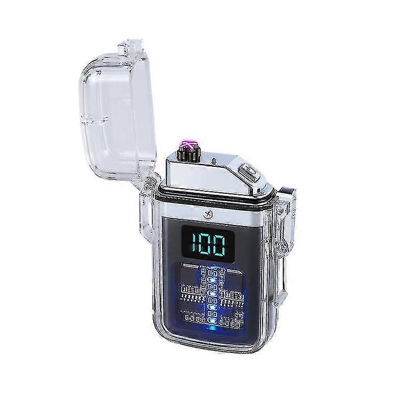 Electric Lighter Dual Arc Waterproof Rechargeable Lighter With Battery Indicator