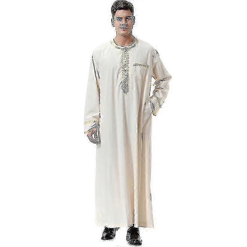 Männer Mu Langarm Kaftan Robe Dubai Tunika Top Bluse Thobe Kleidung