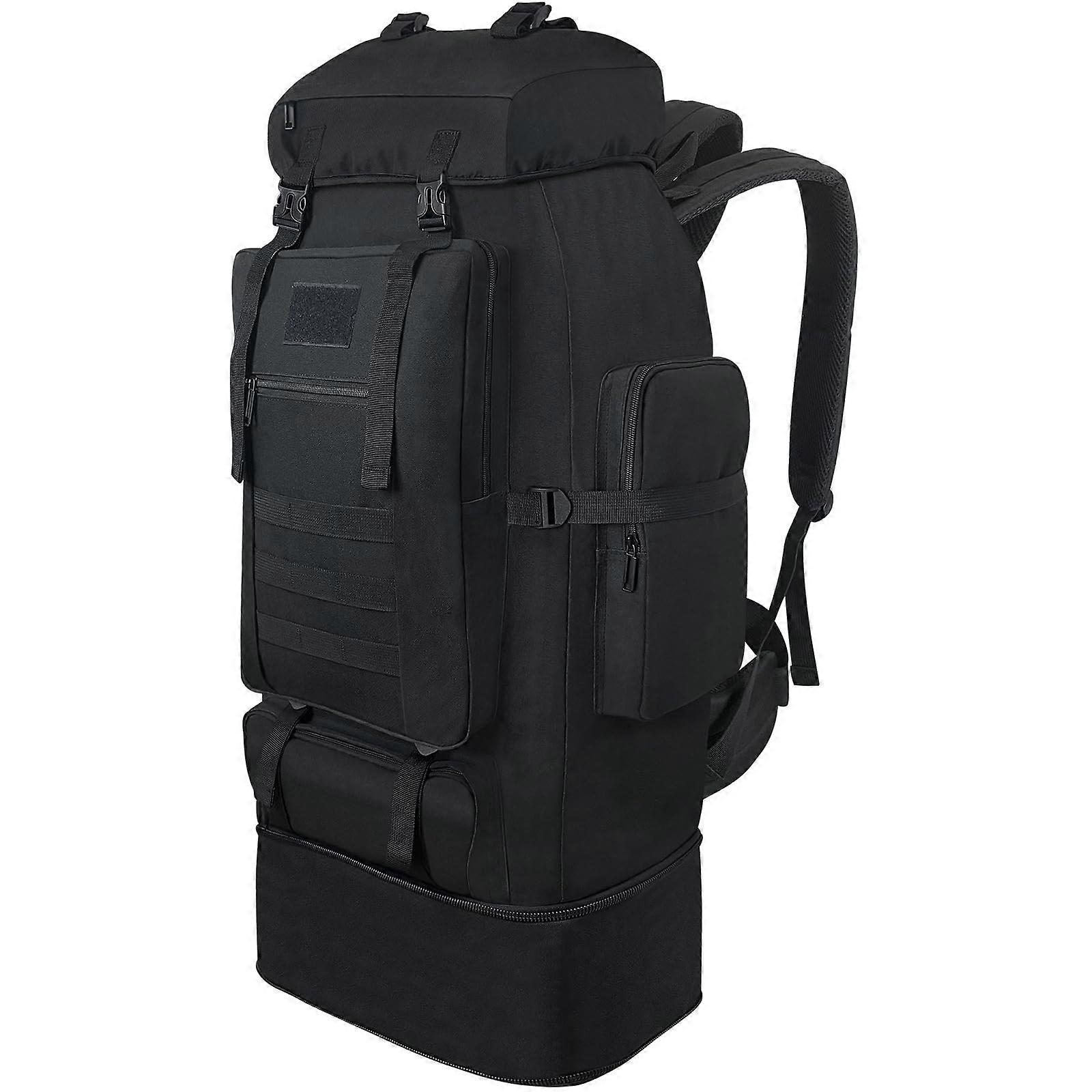 100L Walking Backpack for Men, Expandable Waterproof Outdoor Camp Backpack in Black, Durable Travel Gear