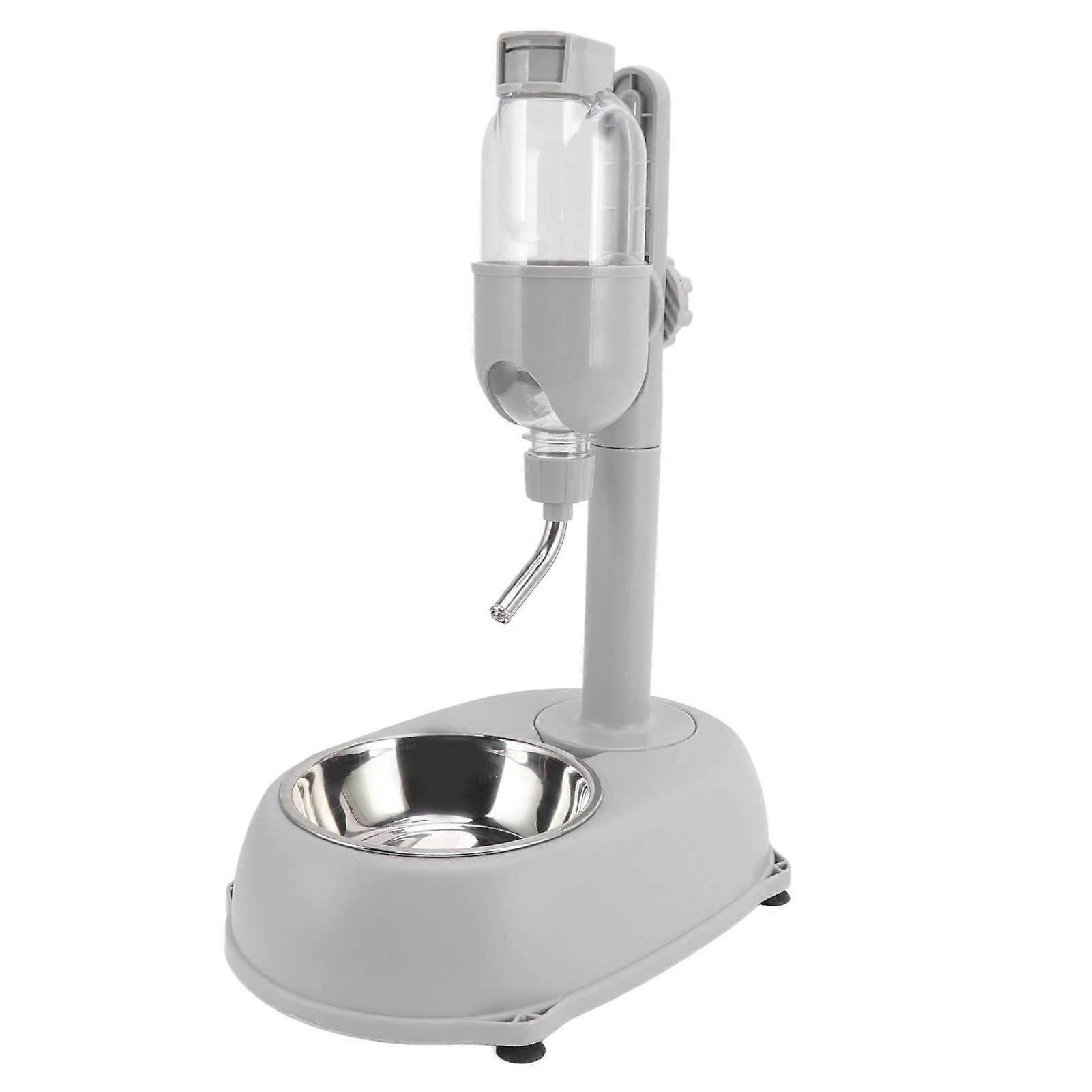 Pet Standing Water Dispenser Bowl 500ml Adjustable Height Automatic Cat Dog Water Feeder with Detachable Food Bowl