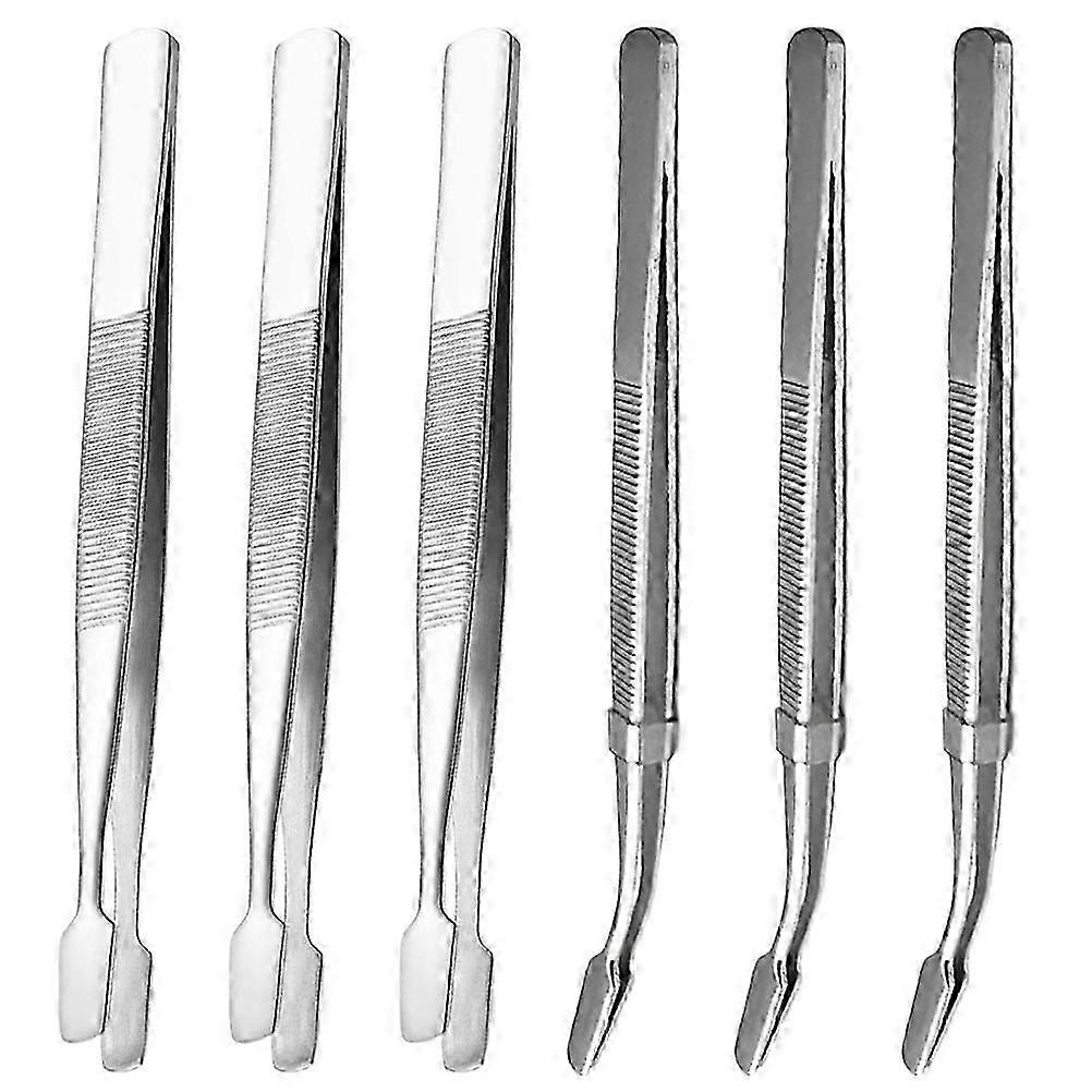 6Pcs Stainless Steel Tweezers Stamp Tweezers Stamps Collector Tools Multi-use Metal Crafting Tweezers