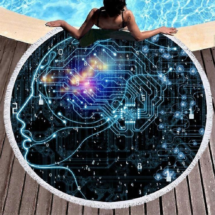 Vintage Round Printed Beach Towel Microfiber Swimming Pool Quick-Drying Cushion