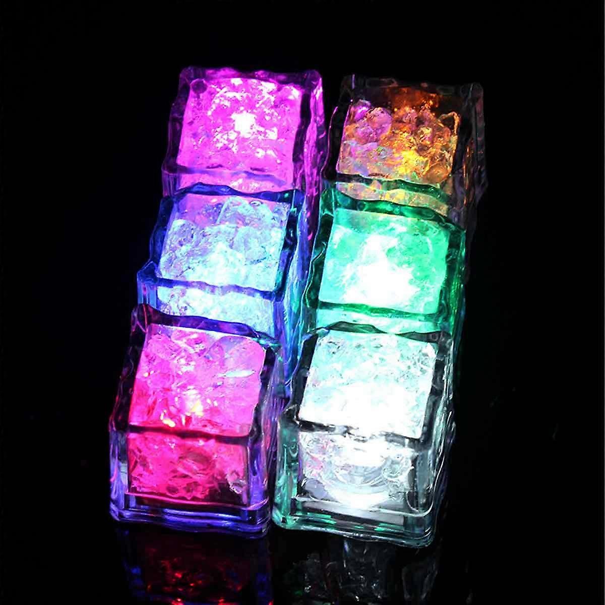 Light Up Ice Cubes, 12 Pack Multi Color Led Ice Cubes, Reusable Glowing Flashing Ice Cube