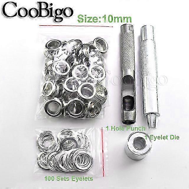 100 مجموعات معدنية العيينة جروميت لكمة أداة التثبيت مجموعة لحقائب الأدوات حزام الملابس قماش الستائر أحذية خيمة 2 مم 3 مم 4 مم 5 مم 10 مم 12 مم 17 مم