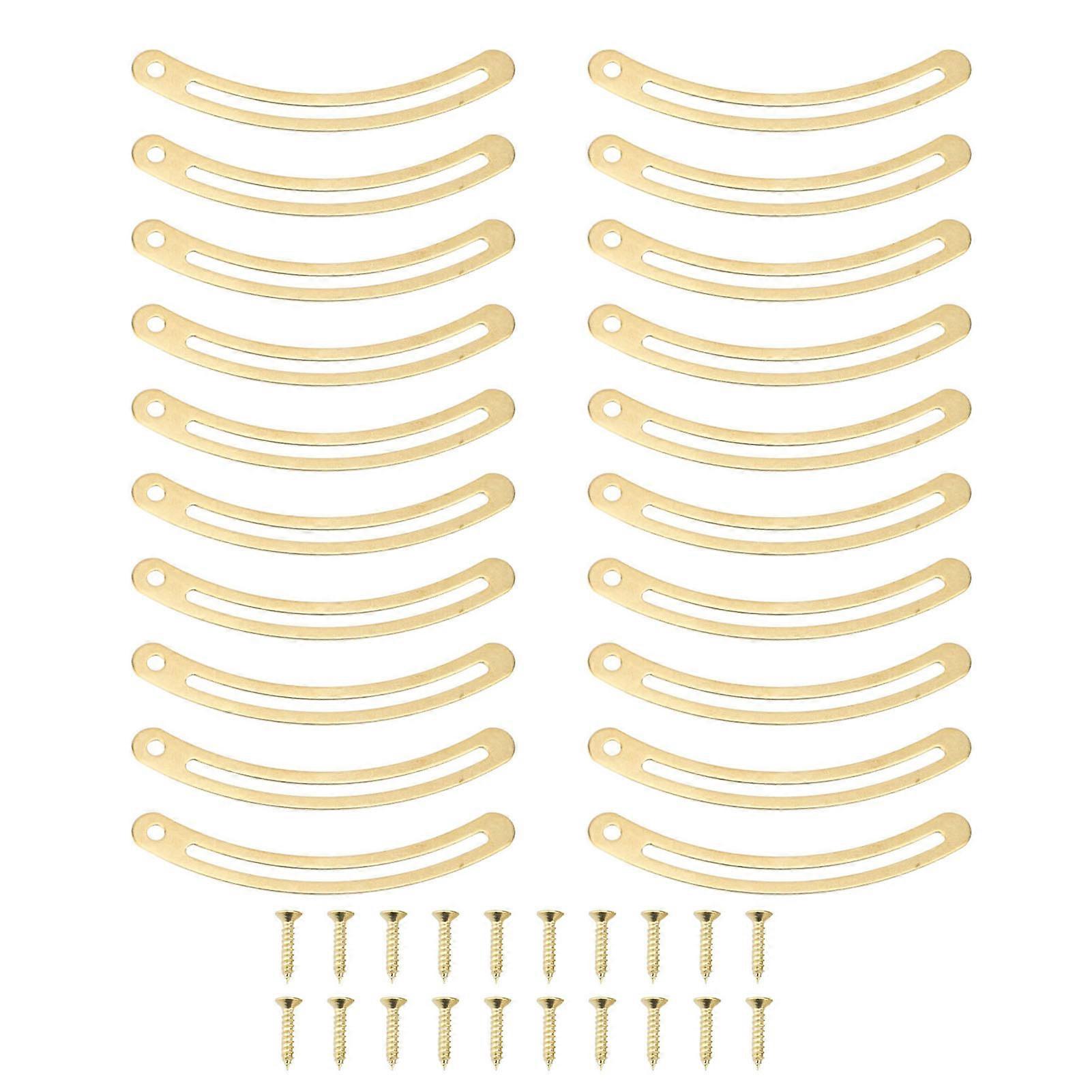 20 Set Lid Support Hinge Metal Retro Lid Stay Hinge with Screw for Cabinet Box Furniture Brass Color