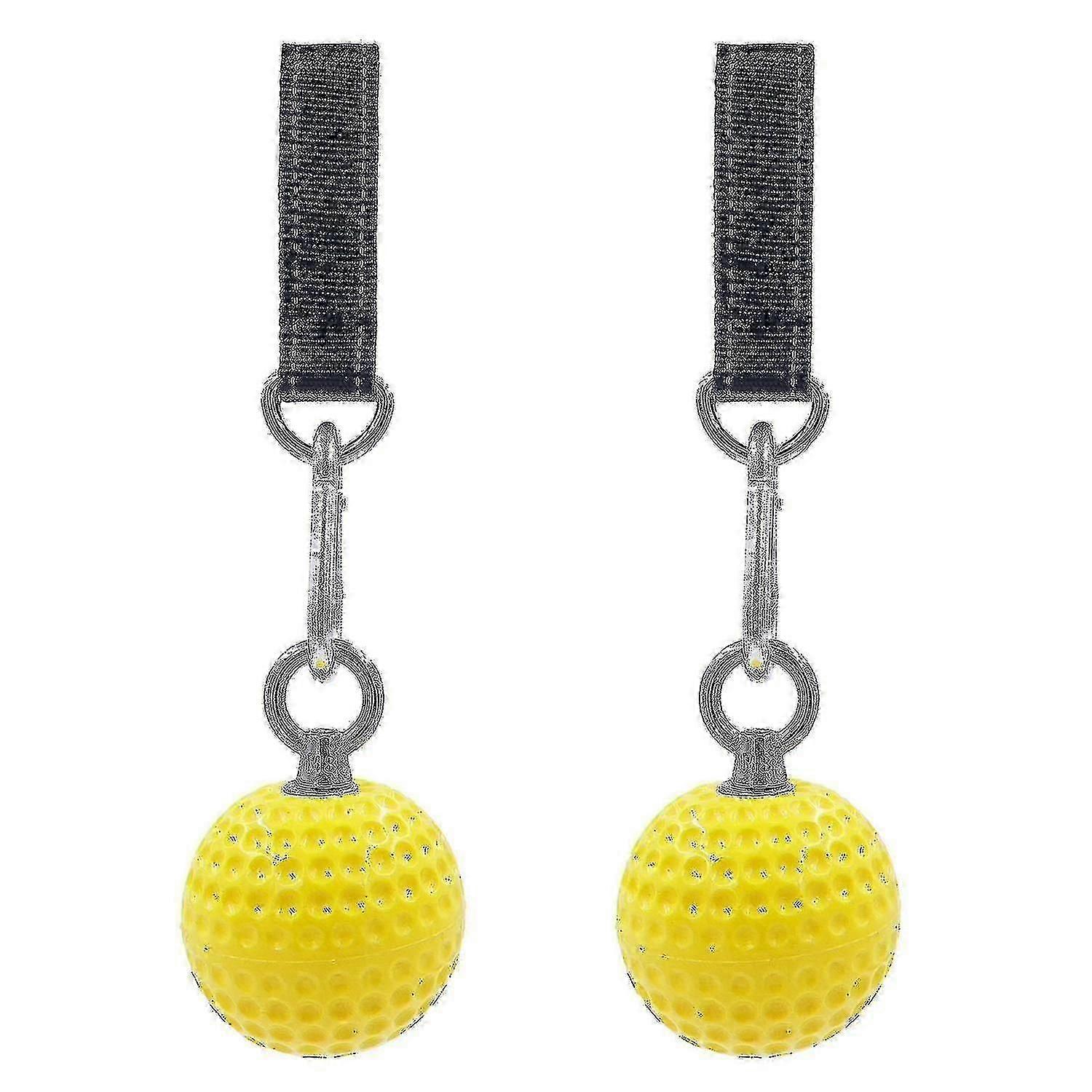 2pcs Pull Up Ball With Heavy Duty Strap Non Slip Hand Exercise(yellow)