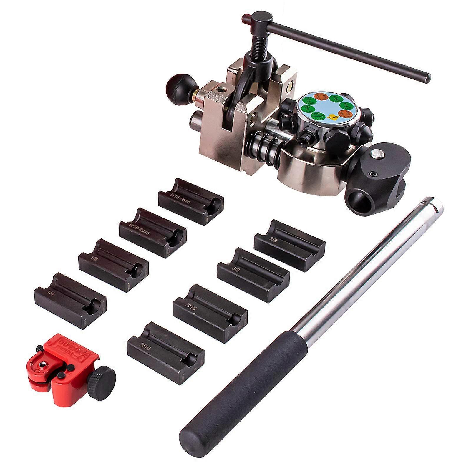 Professional Brake Line Flaring Tool, 45 Degree Set, Single Double and Bubble Flares Tool Kit for Steel, Copper Tube