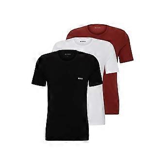 Boss 3 Pack Regular Fit Bawełniane T-shirty Logo Haftowane - Bordowy/Biały/