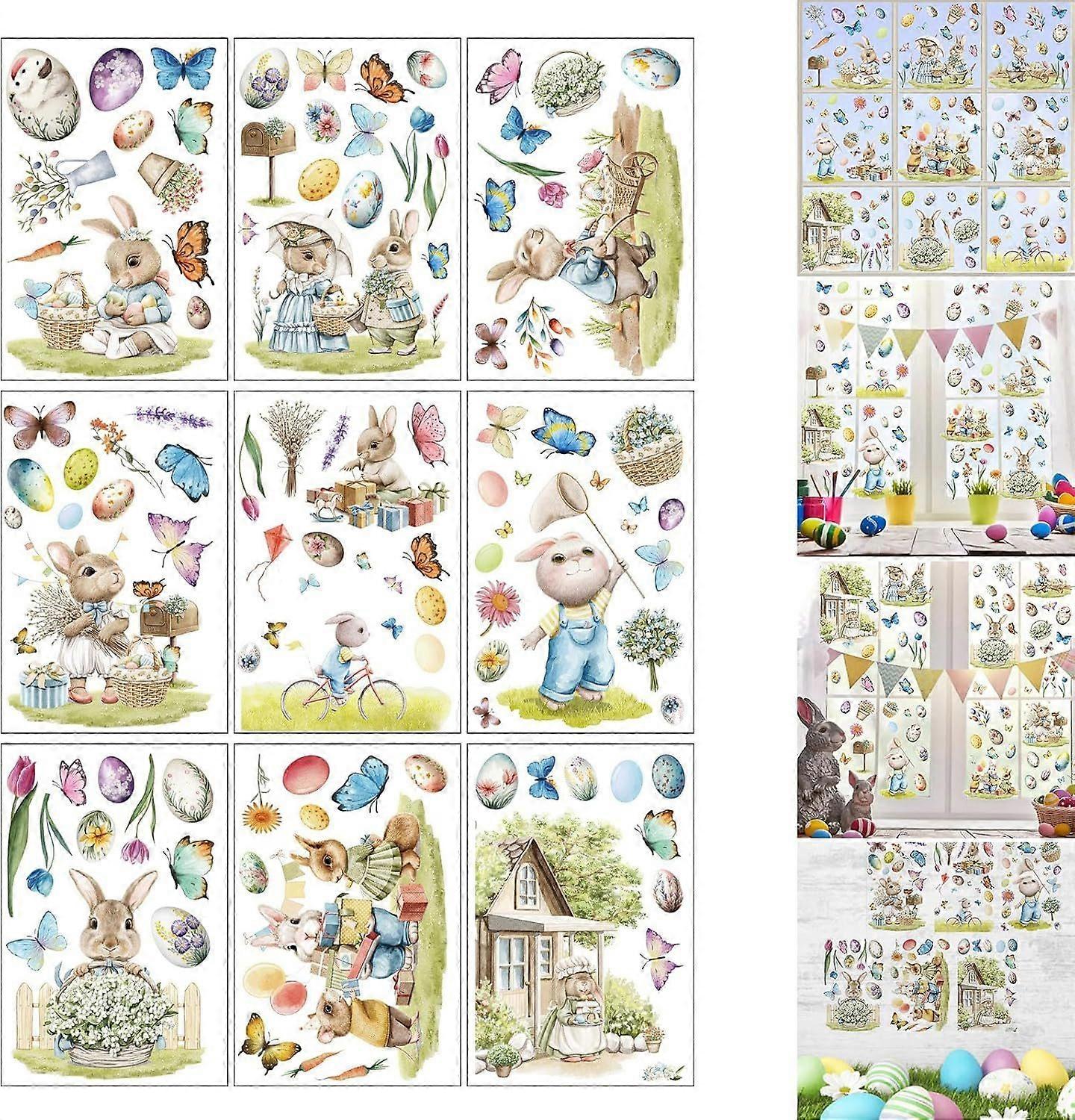 Easter self-adhesive window stickers, static window decorations for festive spring celebrations