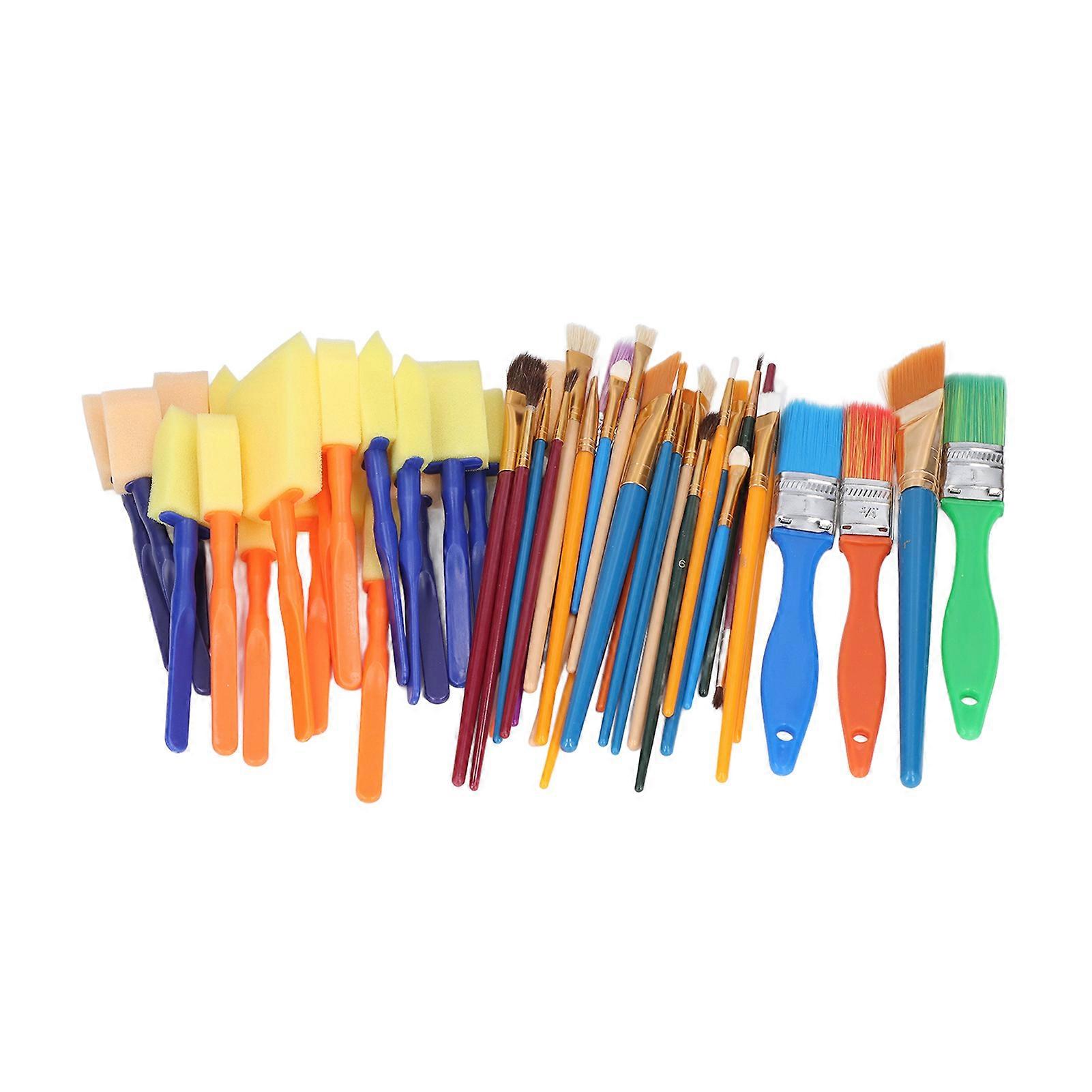 50Pcs Painting Nylon Bristles Wooden Handle Wide Application Different Sizes Art Paint Brushes