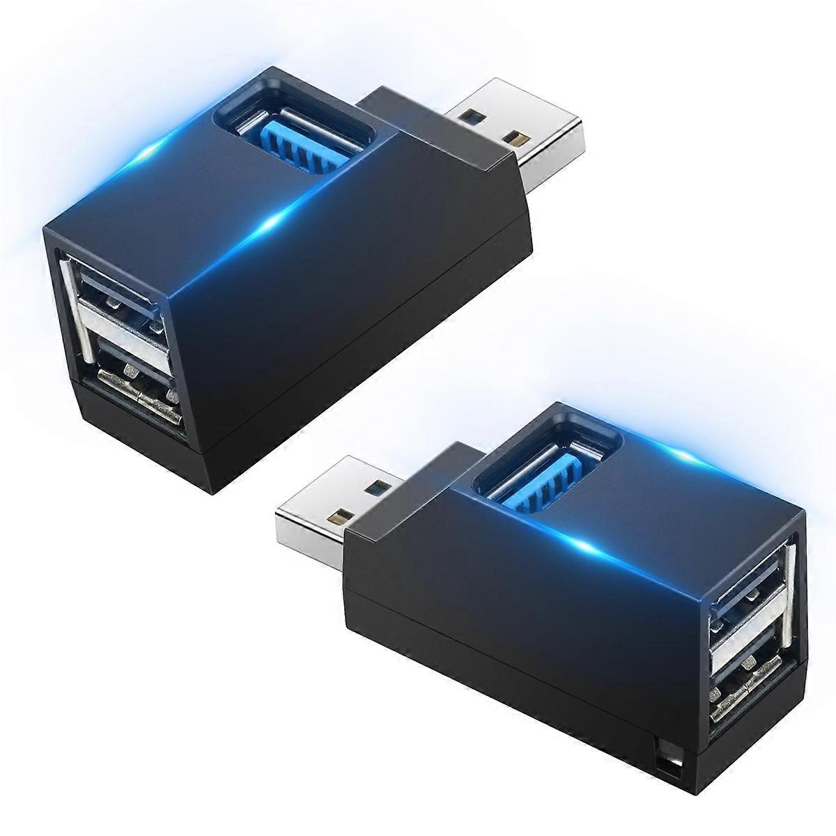 2PCS Direct plug portable multi-interface HUB splitter usb3.0 high-speed hub integrated 3.0 black