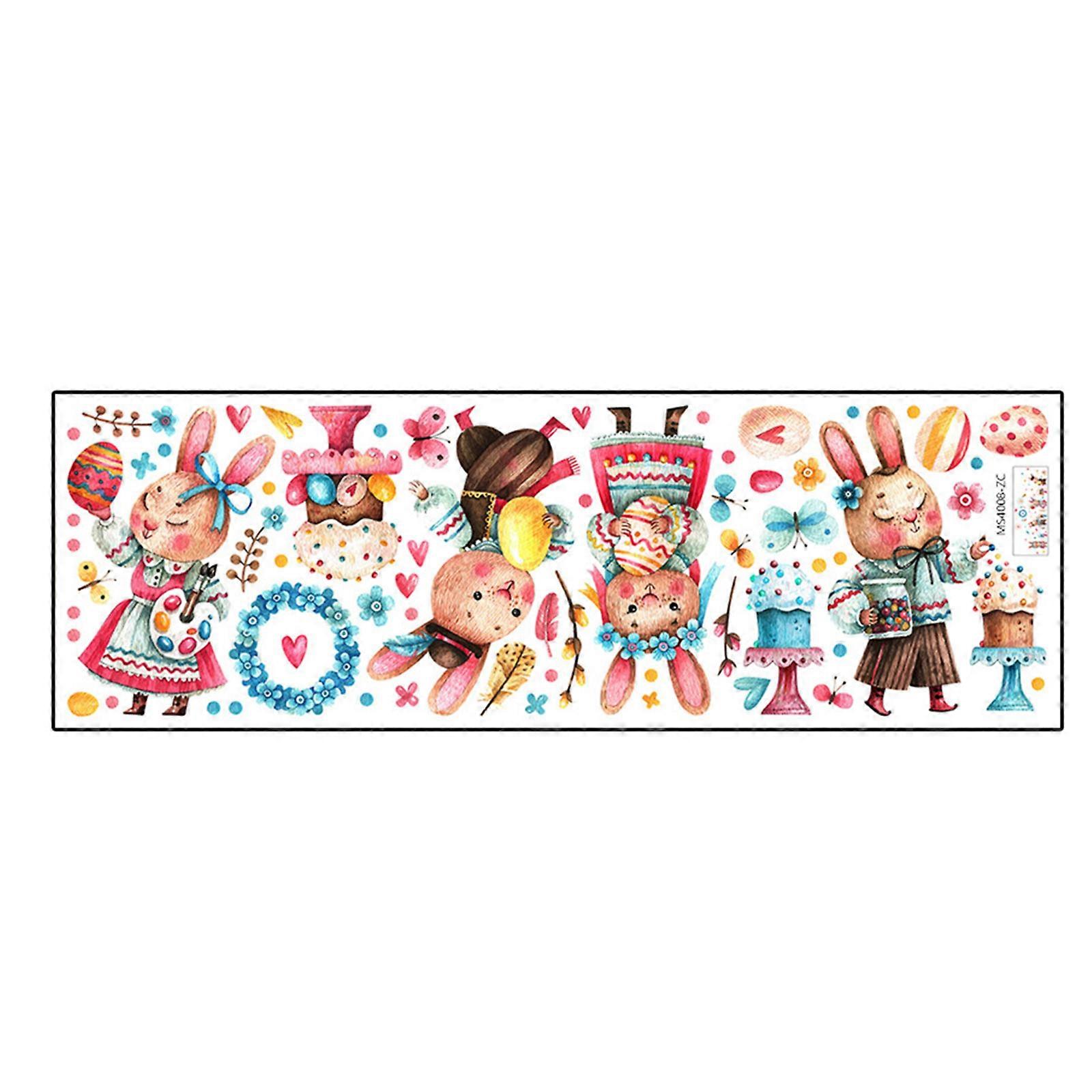 Happy Easter Window Clings Bunny Rabbit Eggs Wall Sticker Glass Static Decals