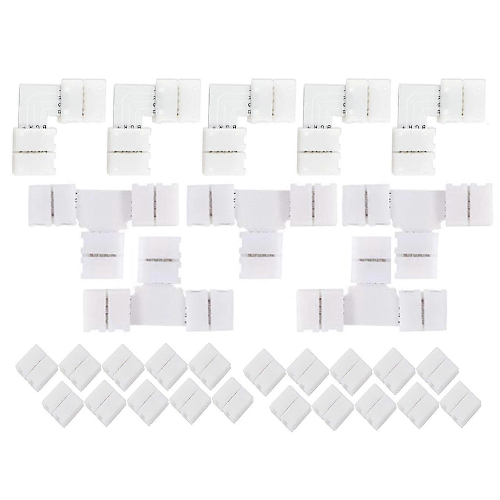 30 Pcs 4 Pin for T/L Shape LED Light Strips Connector Solderless Adapter Right Angle Corner Connectors Terminal Extensio Multicolor