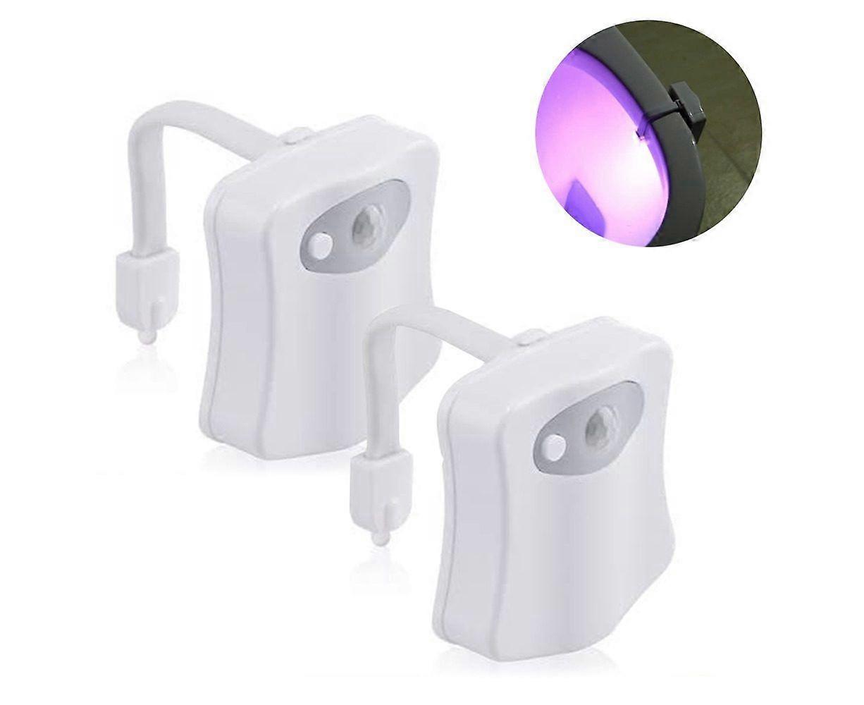 2Pcs Motion Sensor Toilet Light - 8 Color LED Night Light for Bathroom, Easy Install, Flexible Arm, Safe & Fun