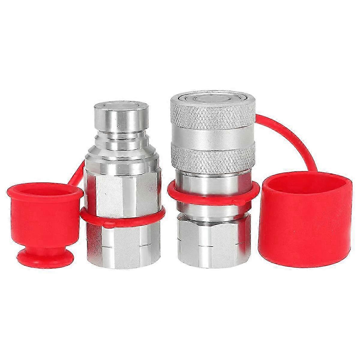 Flat Face Hydraulic Quick Disconnect Couplers 1/2 Inch NPT Set Skid Steer Loader Quick Connect Coup