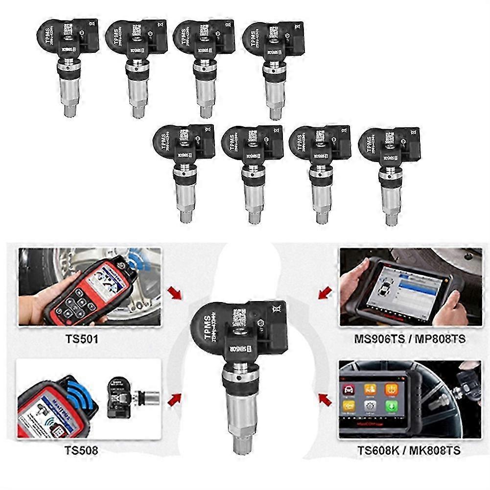 8pcs TPMS Reifendrucksensor für Autel Tool TS408 TS508 ITS600 315MHZ & 433MHz 2 in 1 programmierbarSchwarz & Silber SZRH A-B