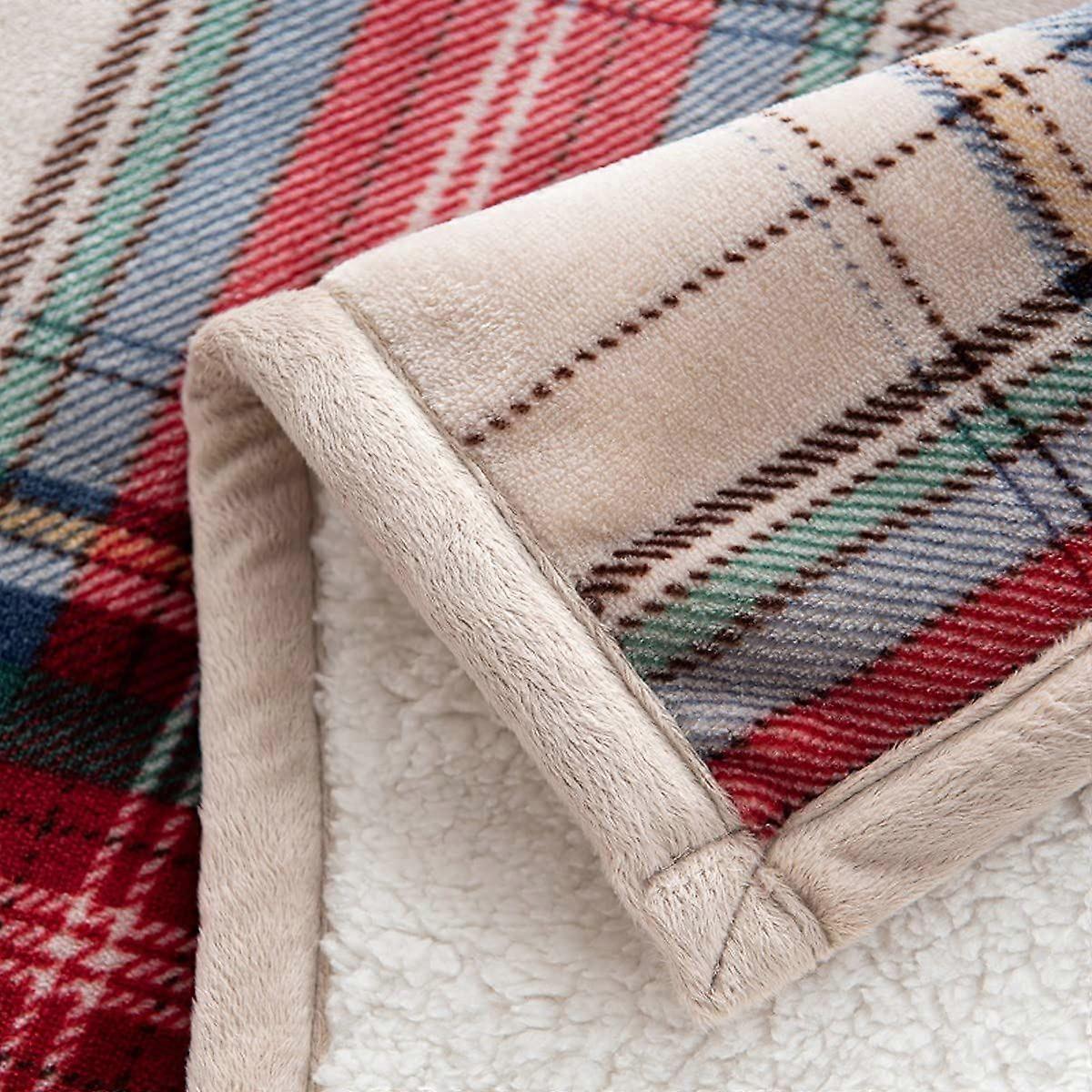 Easylife Cozy Double Layer Brown Tartan Blanket