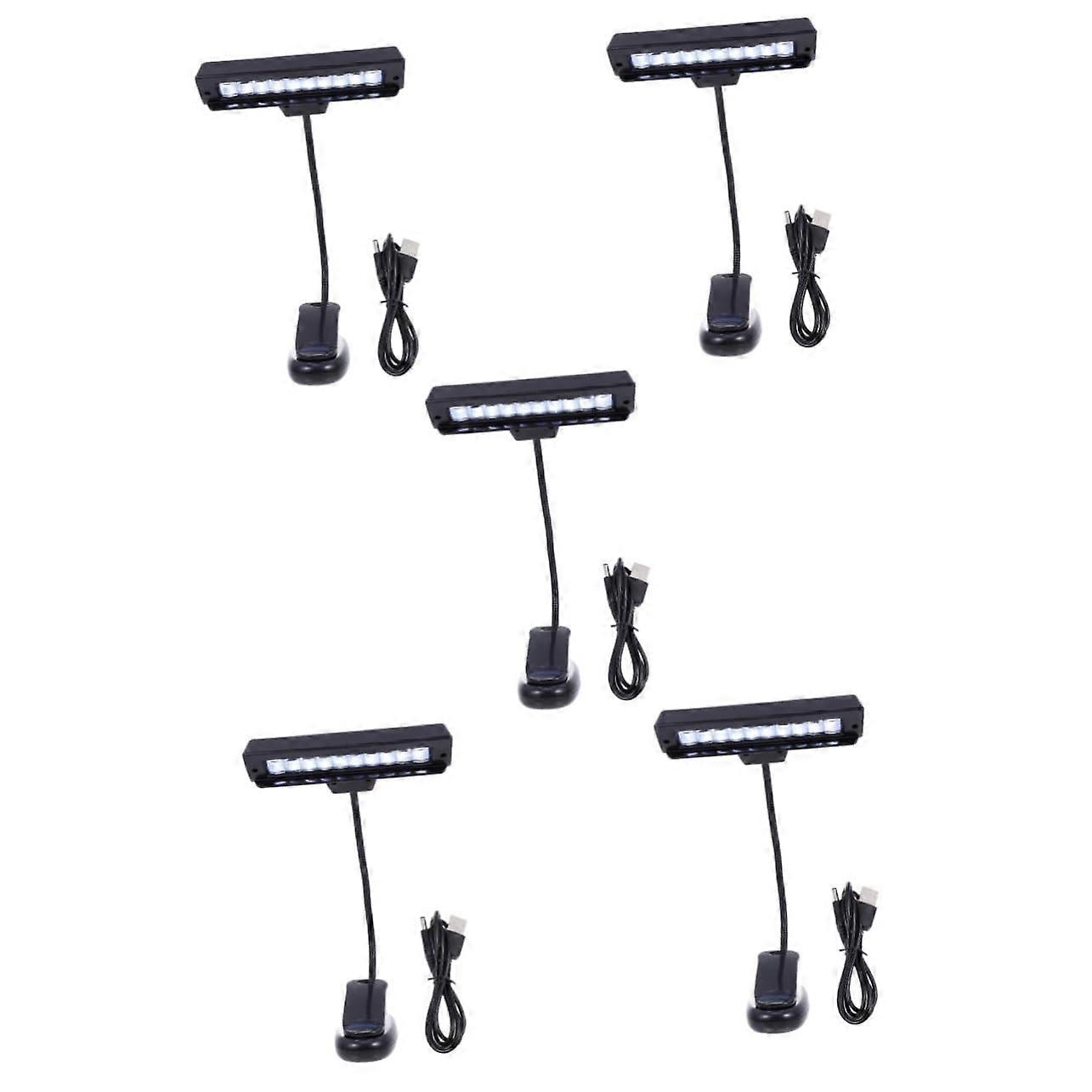 5pcs Adjustable Orchestra Lamp Led Music Stand Light Clip on Rechargeable Dimmable Touch Control Eye Care Desk Lamp