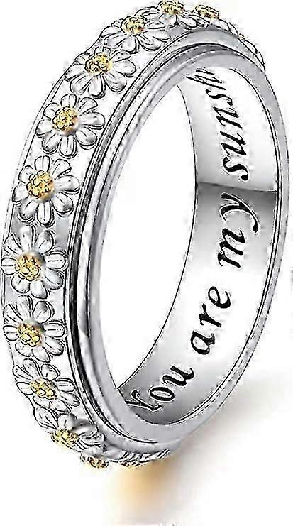 Daisy Flower Rotating Ring for Women Girls, Cute Flower Anxiety Relief Rotating Ring, Valentine's Day Birthday's Gift