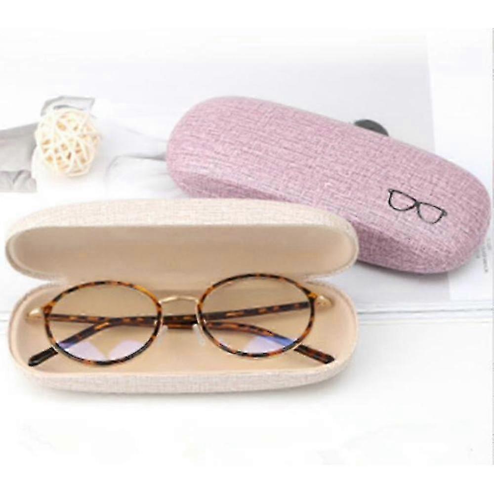2025 3Pack Hard Shell Eyeglasses Case Protector Linen Fabrics Large Glasses Case Concise