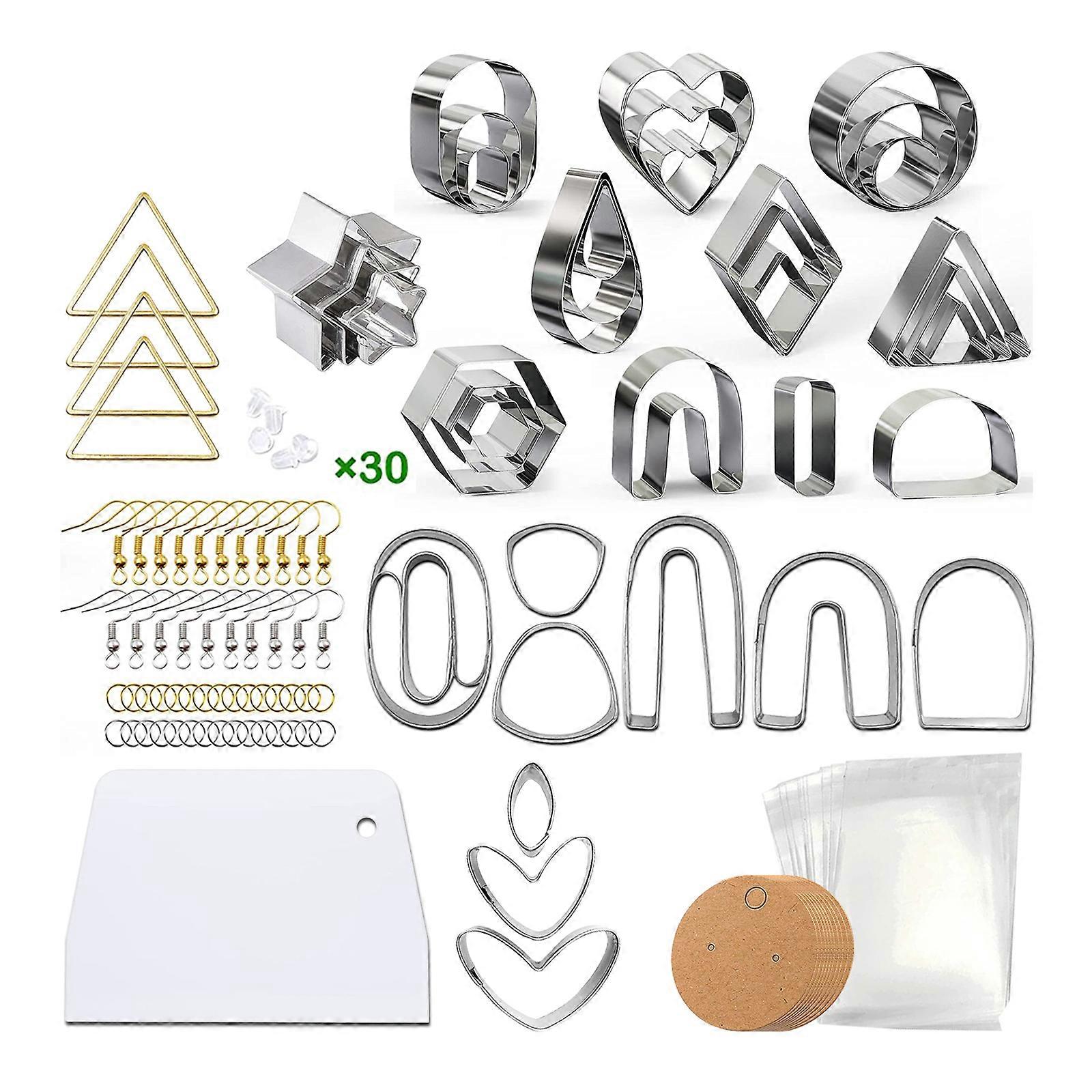Ceramic Clay Cutters 141pcs Stainless Steel Earring Cutters Hooks Kit