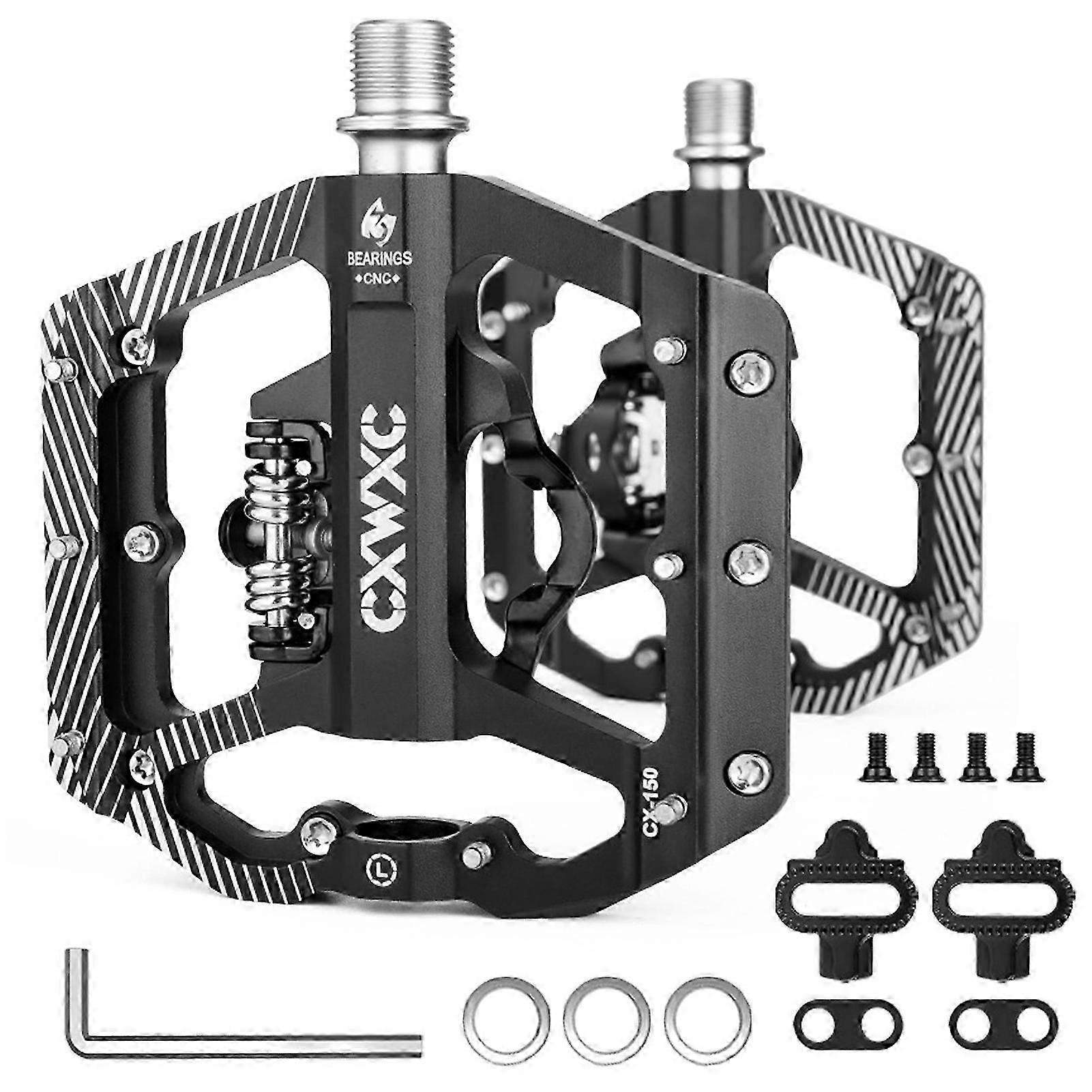 Pédale VTT avec pédales de cyclisme multi-usage à double plate-forme avec crampons de remplacement pour système de pédales de vélo de montagne Spd
