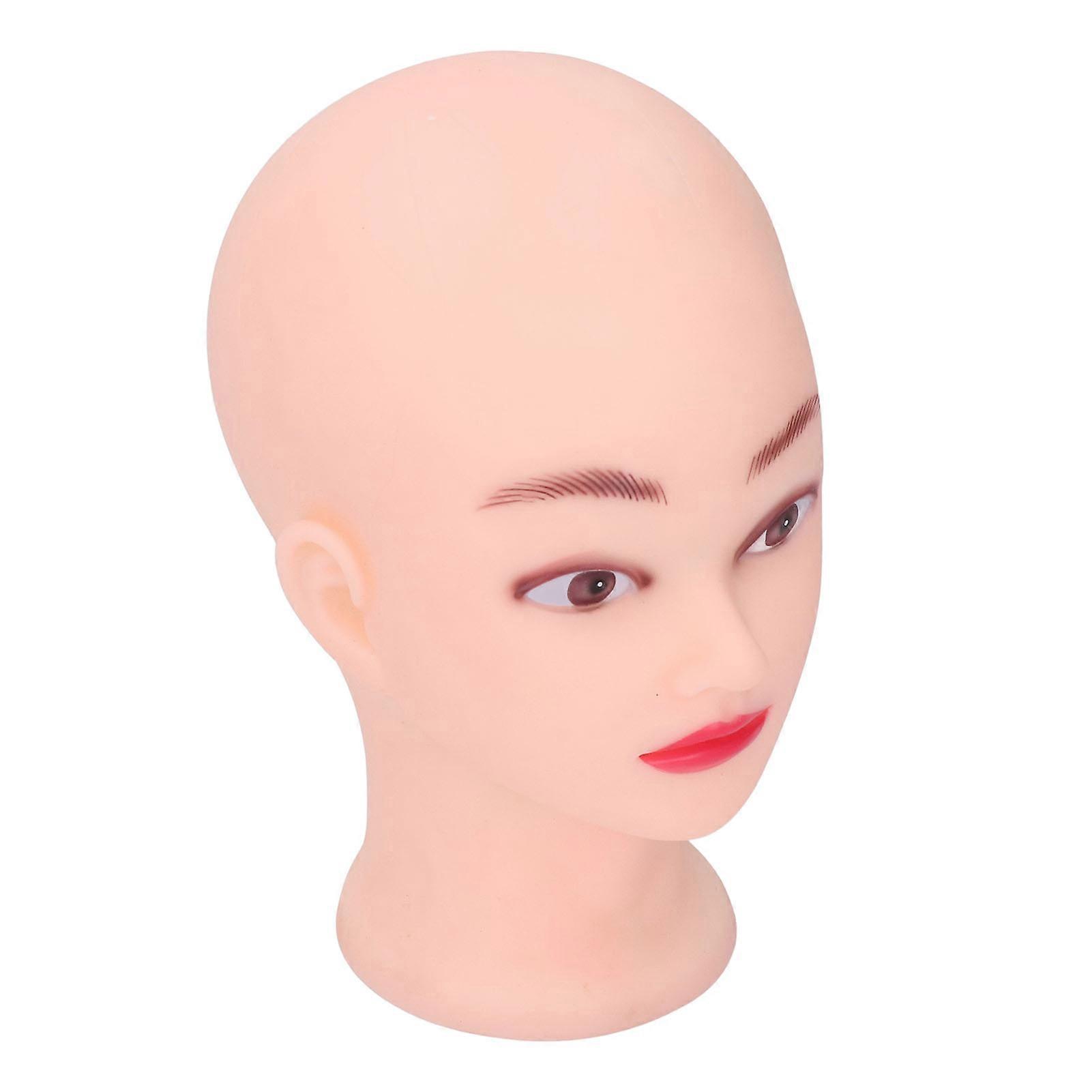 PVC Bald Mannequin Head with Makeup Wig Hat Display Model Head Mannequin Head for Practicing Massage Hairdressing Displaying Wigs