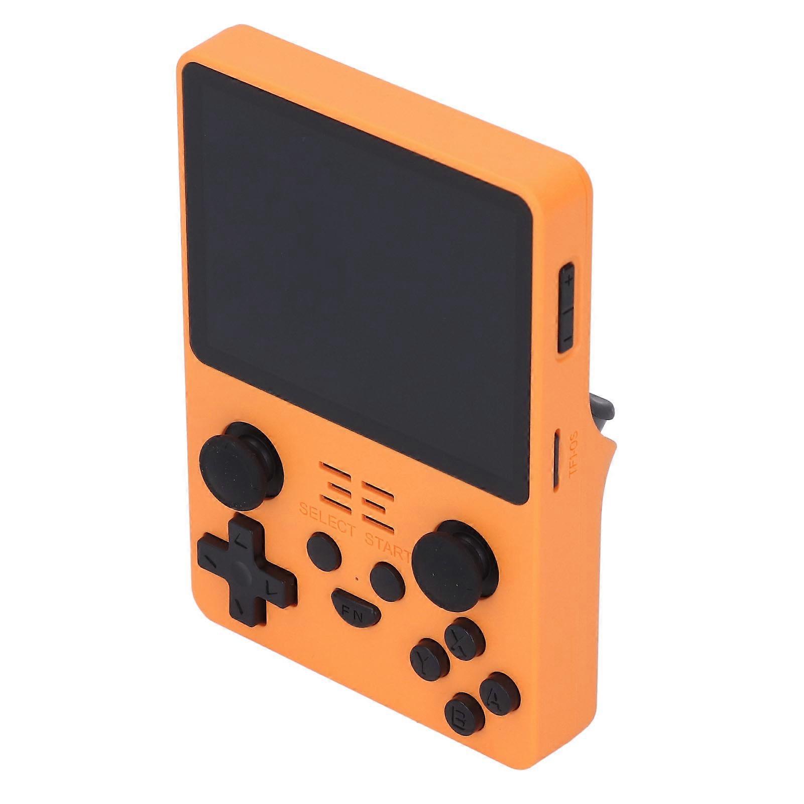 Handheld Game Console 3.5 Inch IPS Screen Portable Game Player Miniature Game Console with Dual 3D Joystick Supported 64 Emulators Orange 256G 