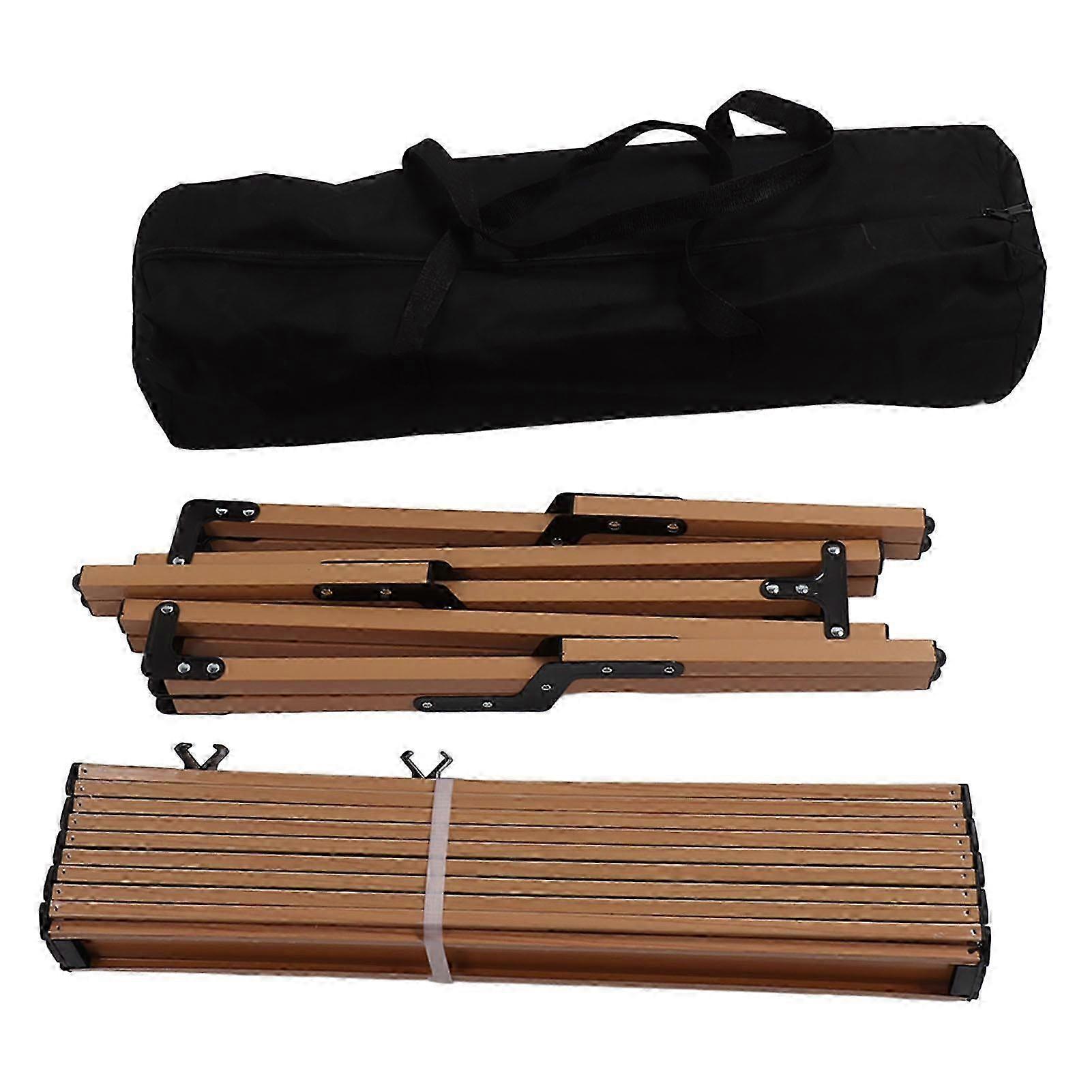 Portable Camping Side Table With 3 Legged Support Lightweight Wood Color Roll Up Top Folding Table For Hiking Travel