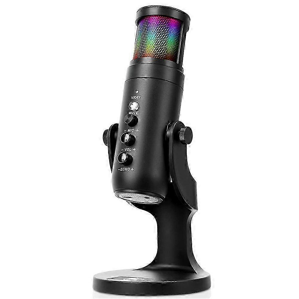 USB Condenser Microphone Mobile Phone RGB Dynamic Light Effect Microphone Computer Live Recording G