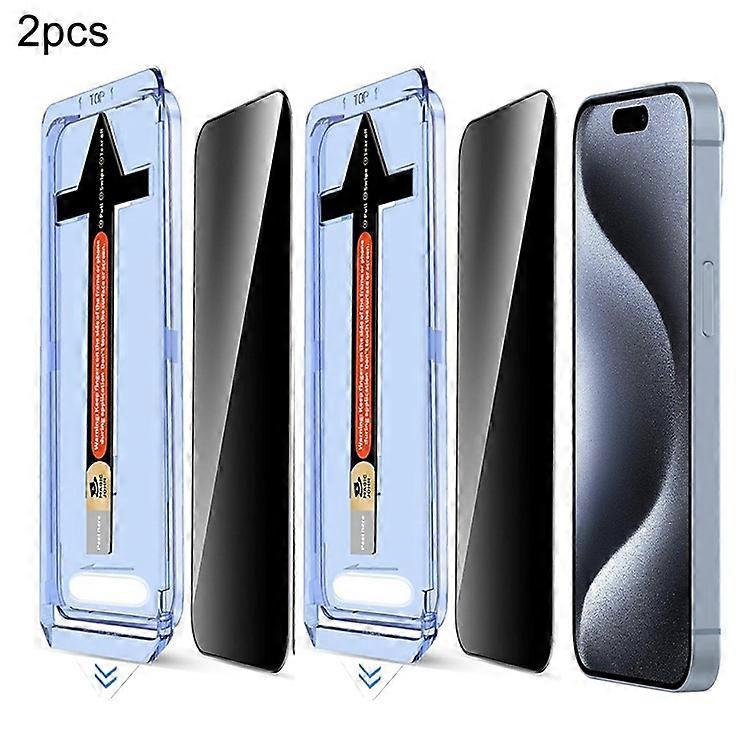 2 Sets Compatible For iPhone 15 Pro Max Anti Spy Tempered Glass Screen Protector with Automatic Dust Removal Tool