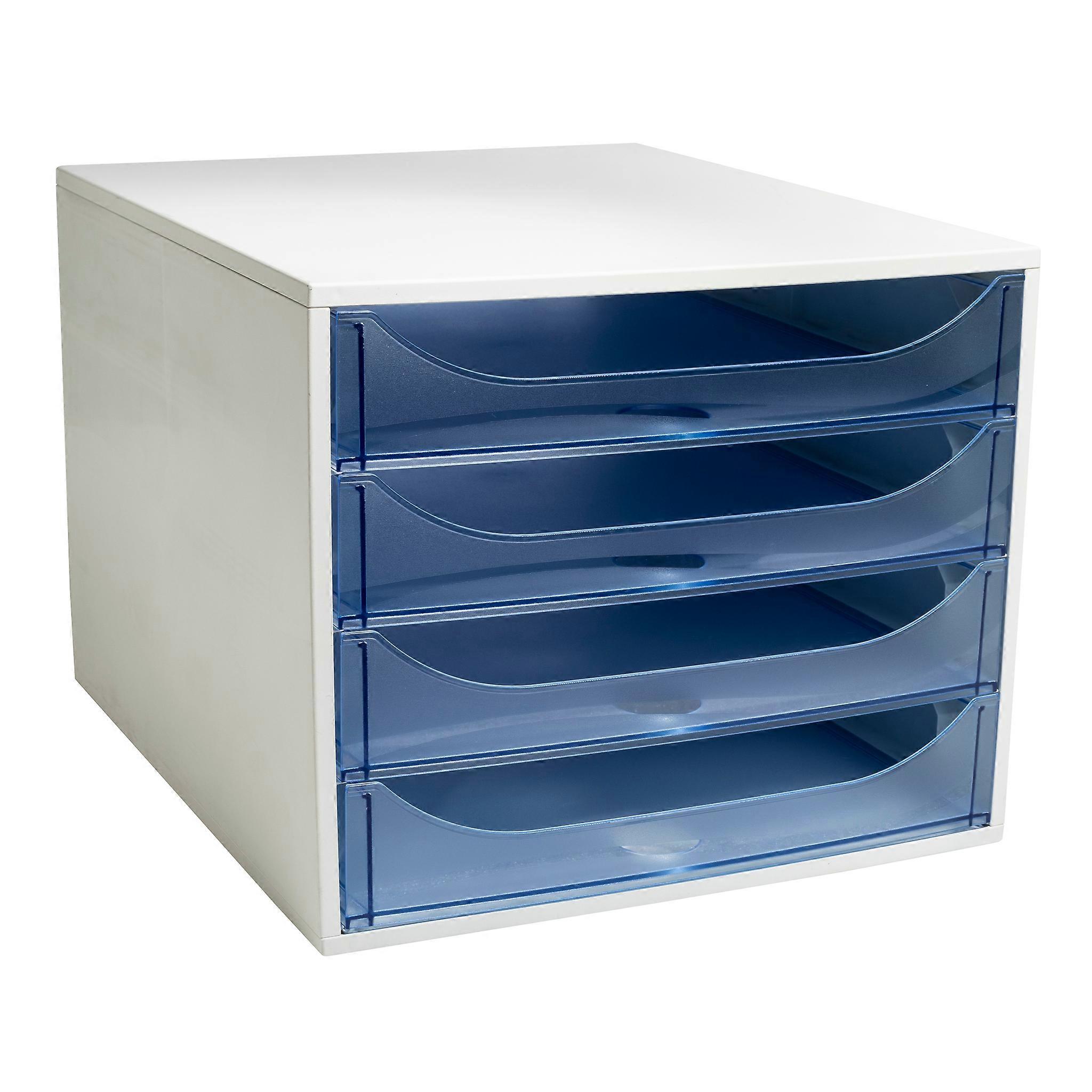 Exacompta 228610D ECOBOX 4draw.Linicolor grey/harlequin tr - Ice blue