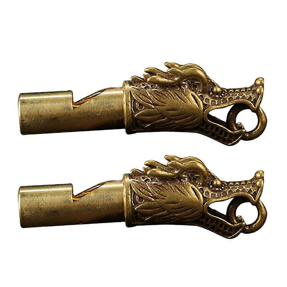 Loud Copper Dragon Head Whistle with Delicate for Outdoor Activities and Gifts 2pcs