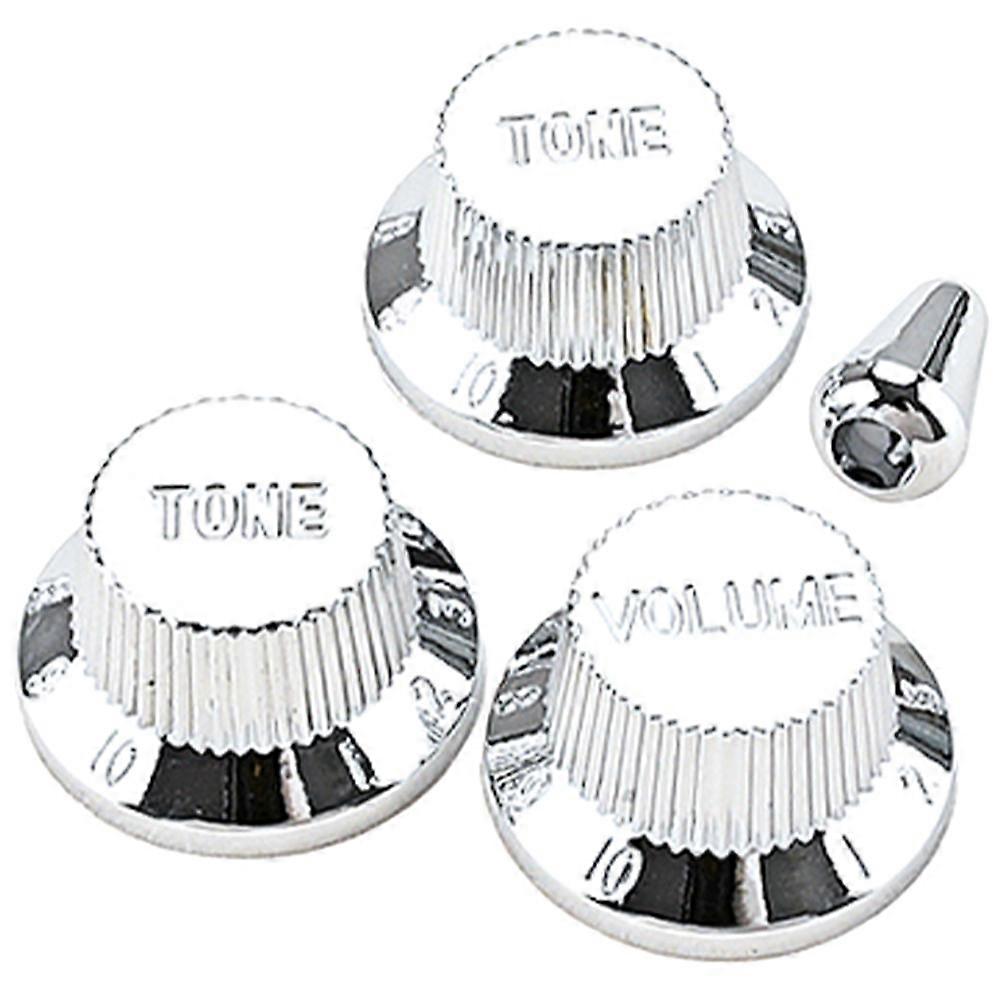 Guitar Tone Control Knobs for Instrument Volume Knobs Plastic Round Silver 2.55X2.55CM 1Set
