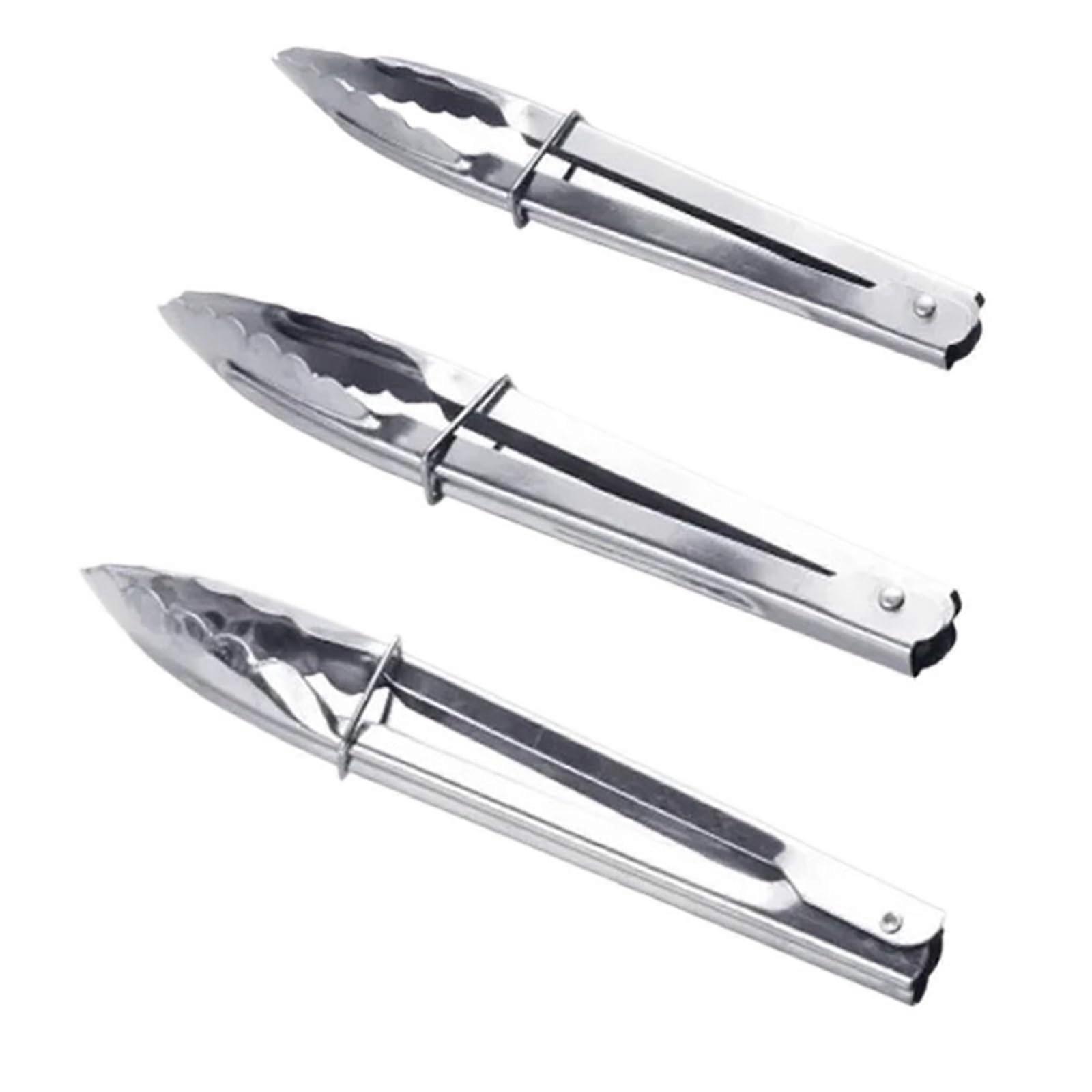 Kitchen Tongs Set of 3 - Stainless Steel Grilling, Cooking, and Food Serving Utensils for Meat and Salad Preparation