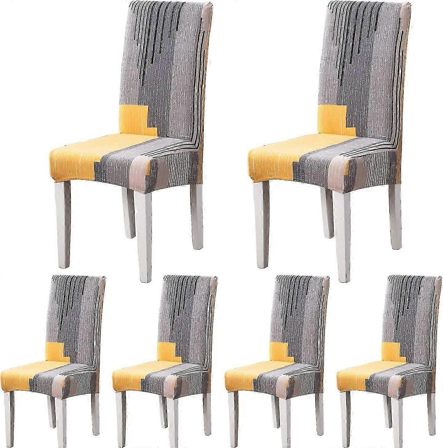 6 Pices -Housses de Chaise de Salle  Manger,Moderne lastique Couverture de Chaise Durable Housse Chaise Extensible pour Dcoration de Mariage,Htel