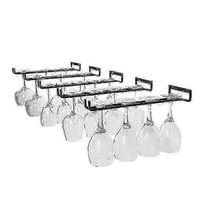 Suporte para copos de vinho com 5 peças, suporte para parede, preto, 11 polegadas/30 cm