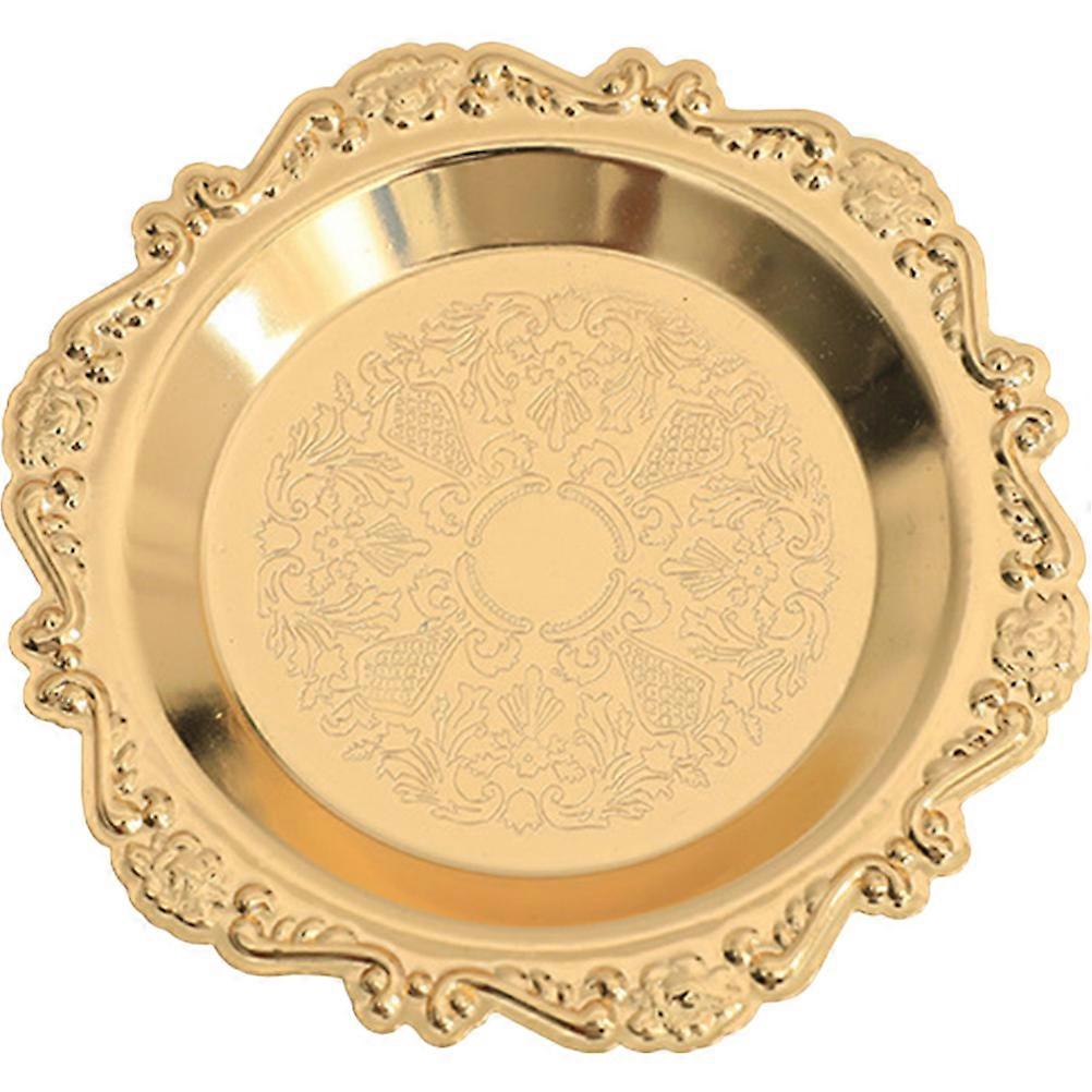 Golden Cake Tray Fruit Plate for Decor Alloy Serving Plate