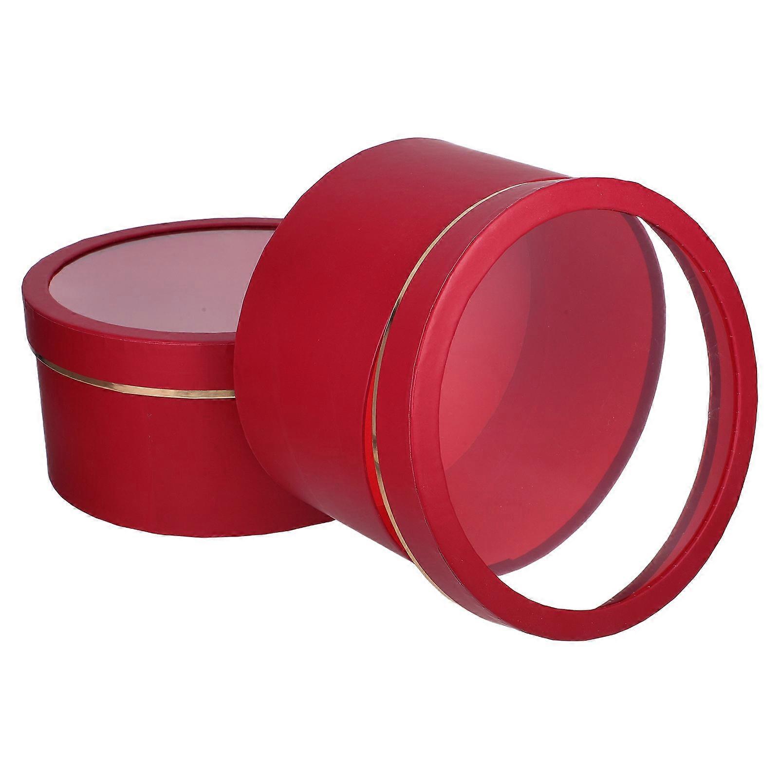 Bouquet Packaging Box Elegant Round Design Suitable For Valentine's Day Special Events Transparent 24.00X24.00X12.00CM 2Pcs