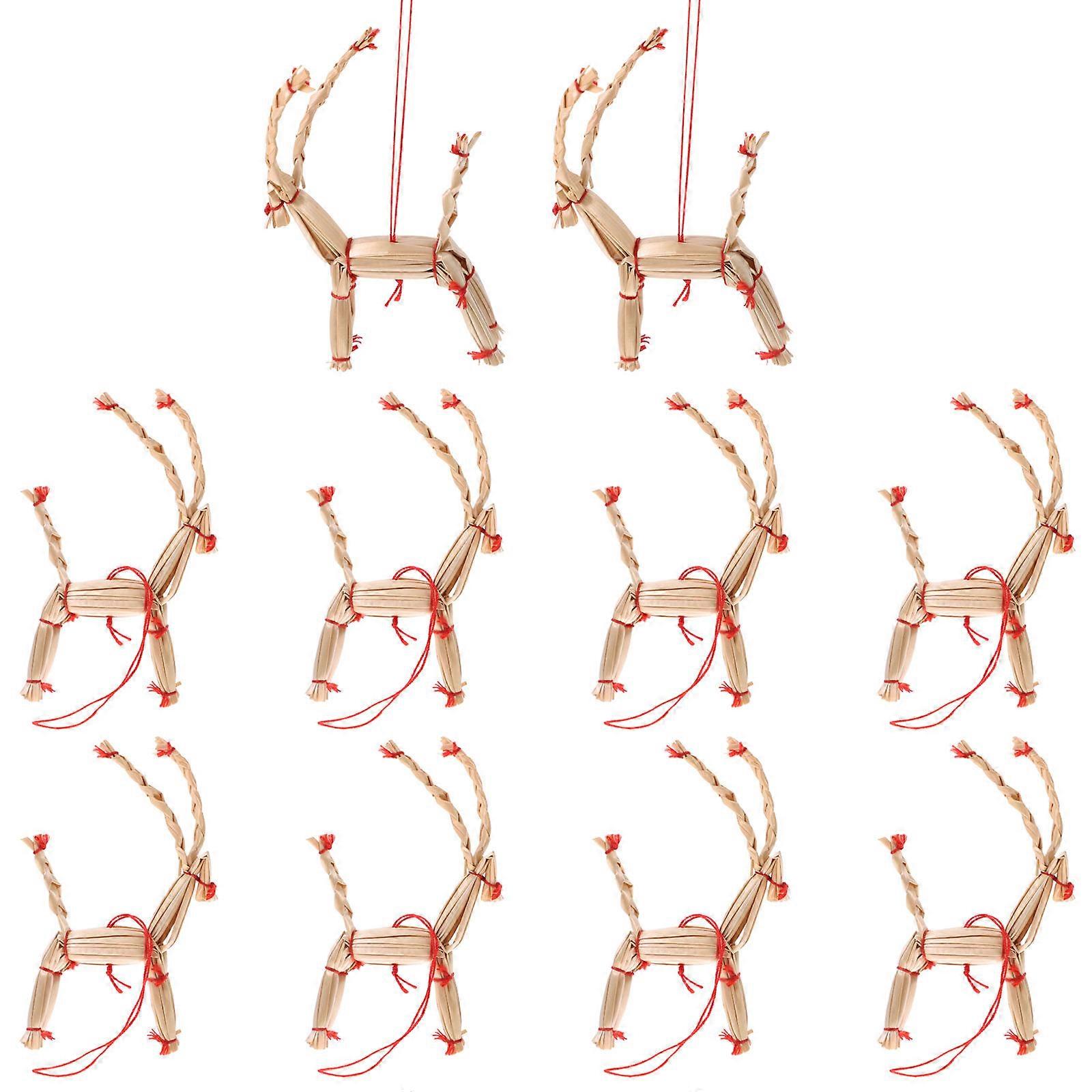 a polished and professional product description based on your input:

 

**10pcs Christmas Hanging Reindeer Straw Ornaments – Rustic Xmas Tree